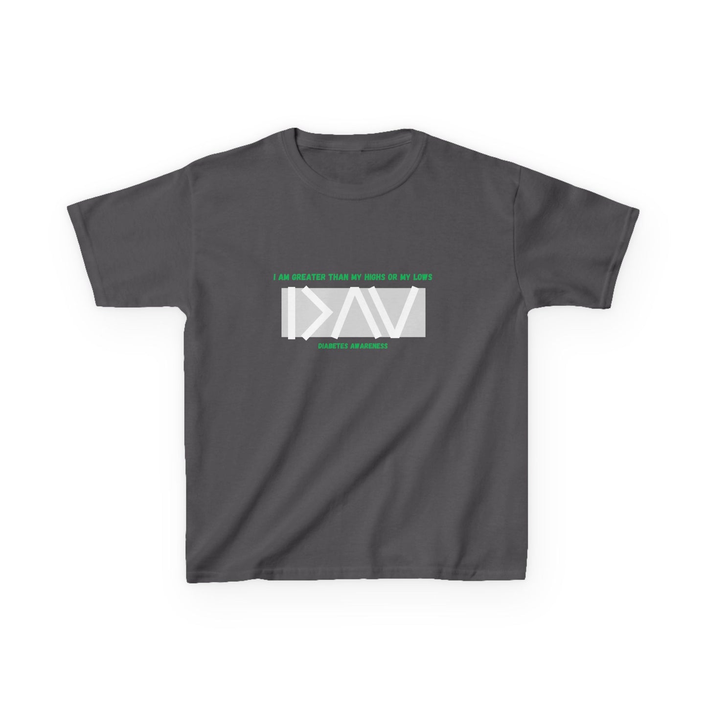 The Diabuddies Store I am greater than (Grey) - Kids Tee I am greater than (Grey) - Kids Tee: Celebrate resilience and strength with this Kids Tee! It's a powerful symbol for young individuals living with diabetes, reminding them that they are always "gre