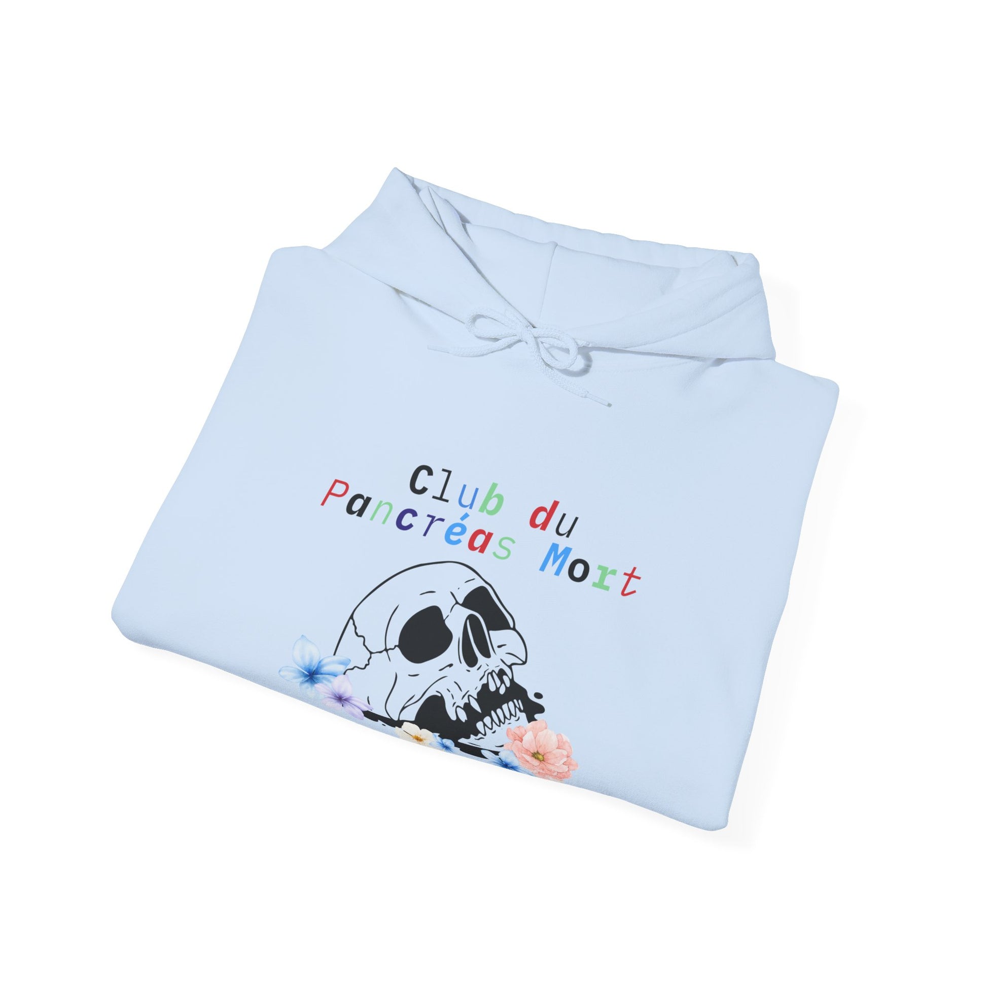 Skull & Flowers, Dead Pancreas Club (French) - Unisex Hoodie The Diabuddies Store Hoodies $32.41