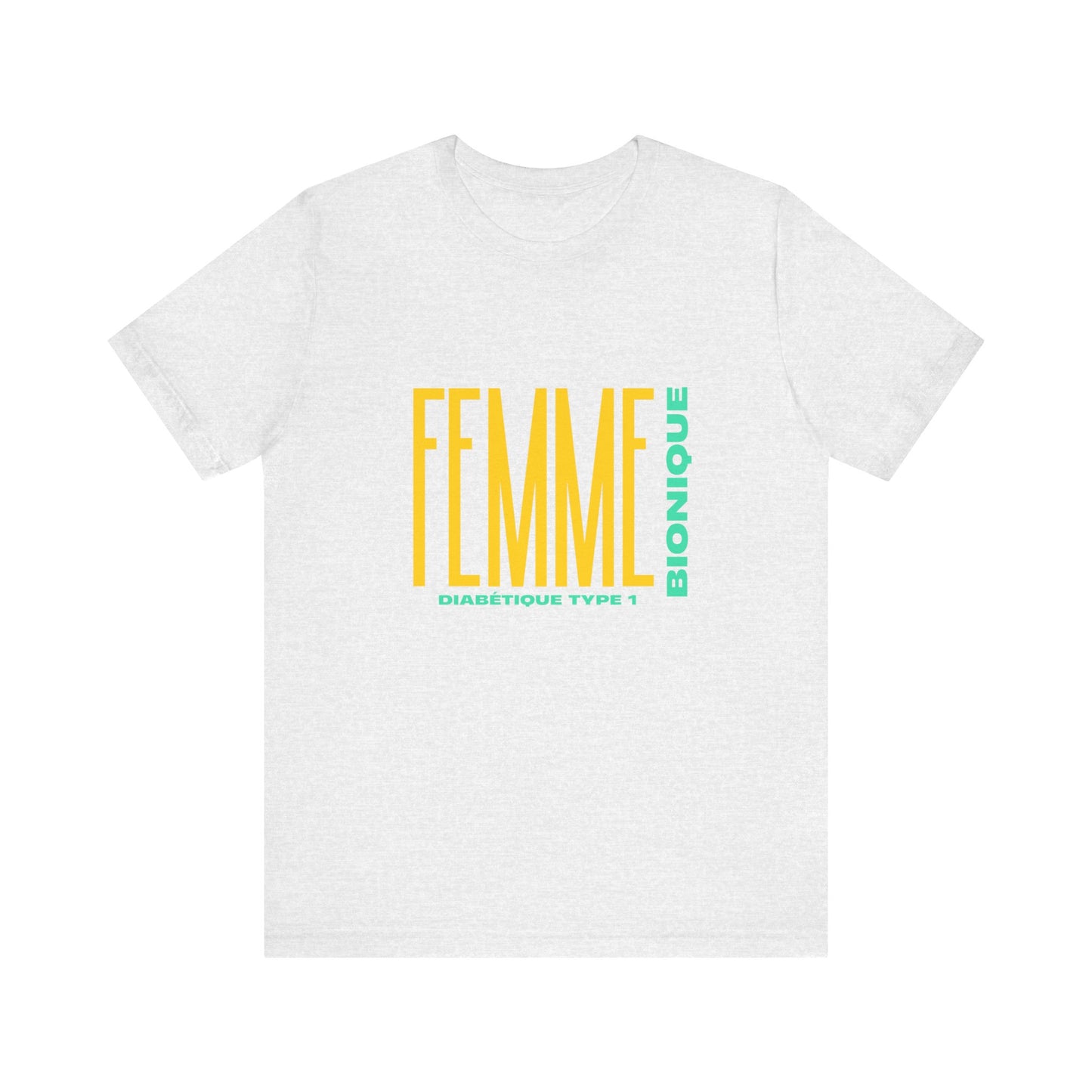 The Diabuddies Store Bionic Woman (French) - Unisex Tee Bionic Woman (French) - Unisex Tee: Unleash your inner Bionic strength! This Unisex Tee is a powerful statement of resilience, strength, and modern-day heroism for anyone living with Type 1 Diabetes.