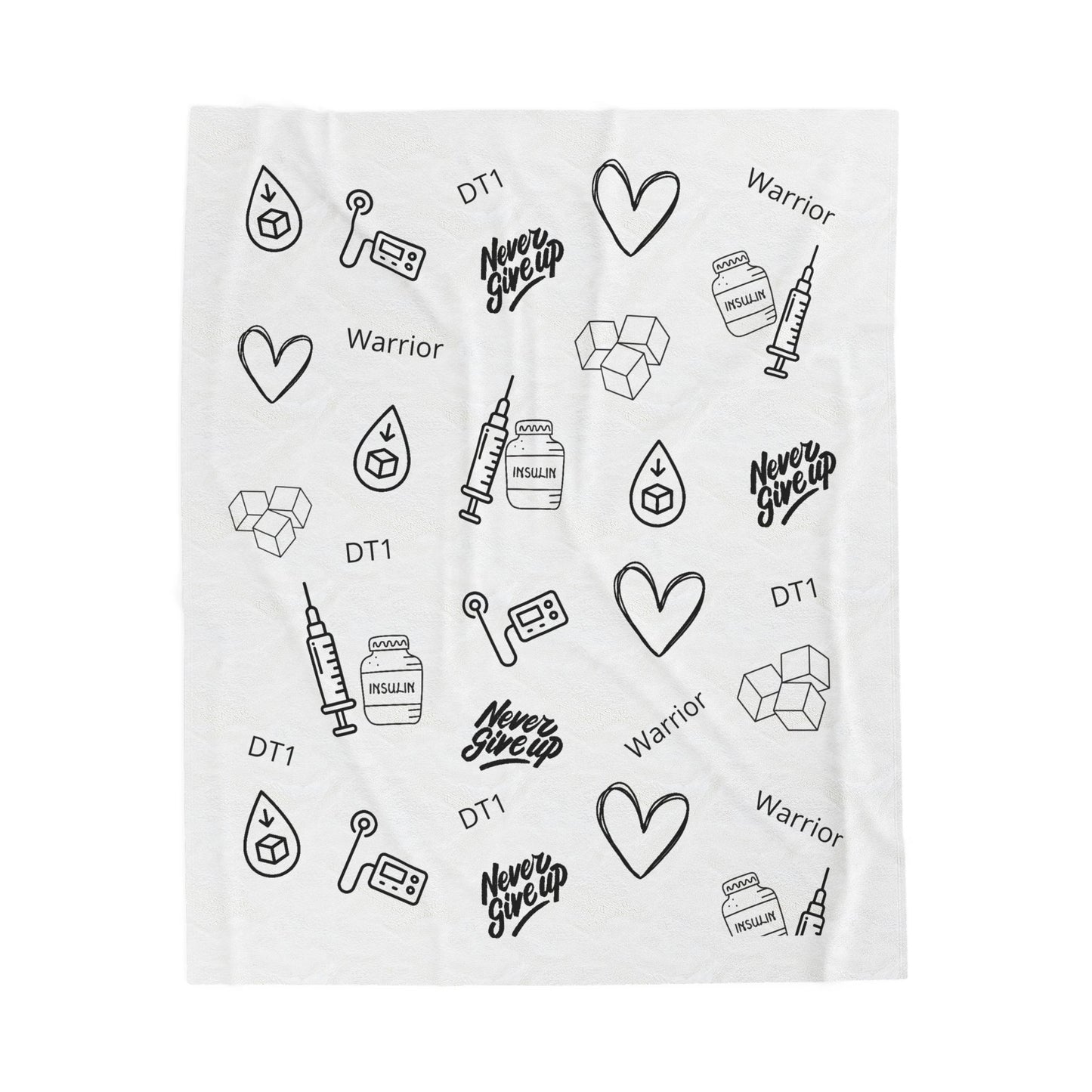 Inspirational Warrior - Velveteen Plush Blanket The Diabuddies Store Blankets $32.52