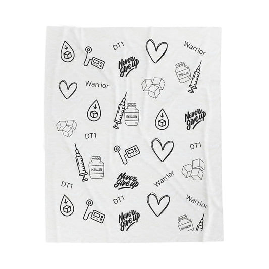 Inspirational Warrior - Velveteen Plush Blanket The Diabuddies Store Blankets $32.52