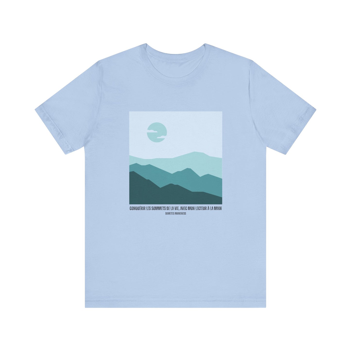 Summiting Life's Mountains Meter in Hand (French) Unisex Tee The Diabuddies Store T-Shirts $22.50