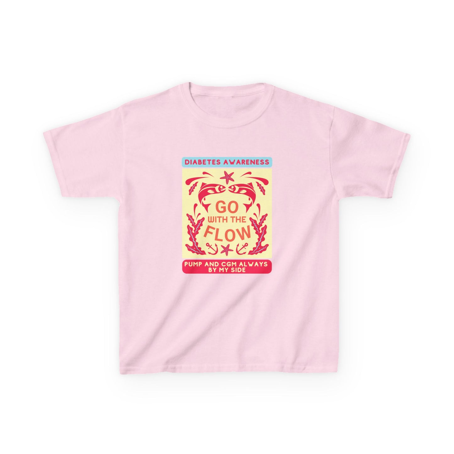 The Diabuddies Store Go with the Flow - Kids Tee Go with the Flow - Kids Tee: Embrace your journey with confidence in our vibrant "Go with the Flow" kids Tee. Engineered for those who live with a pump and CGM, this tank ensures your devices are always wit