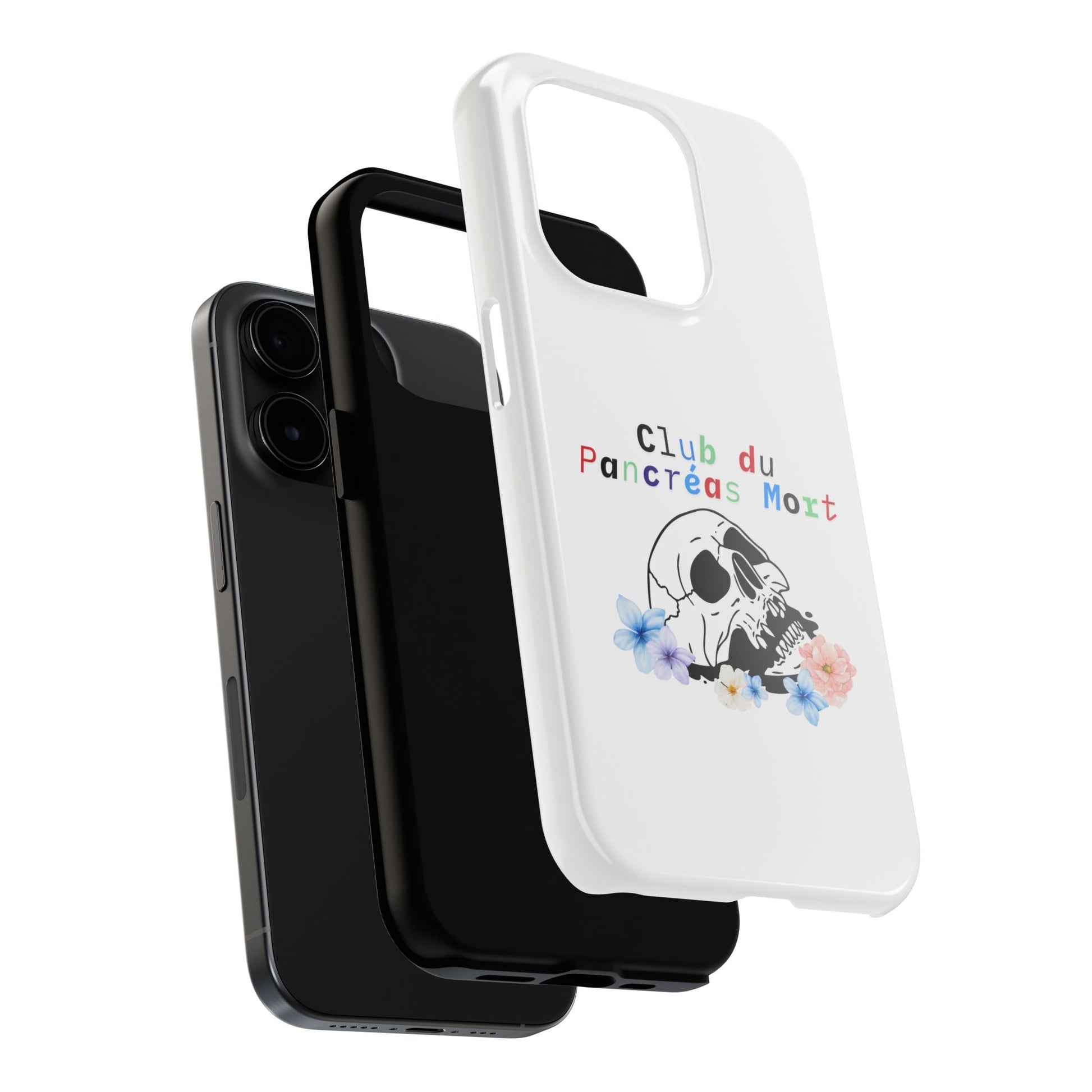 Skull & Flowers, Dead Pancreas Club (French) - Phone Cases The Diabuddies Store Mobile Phone Cases $18.23