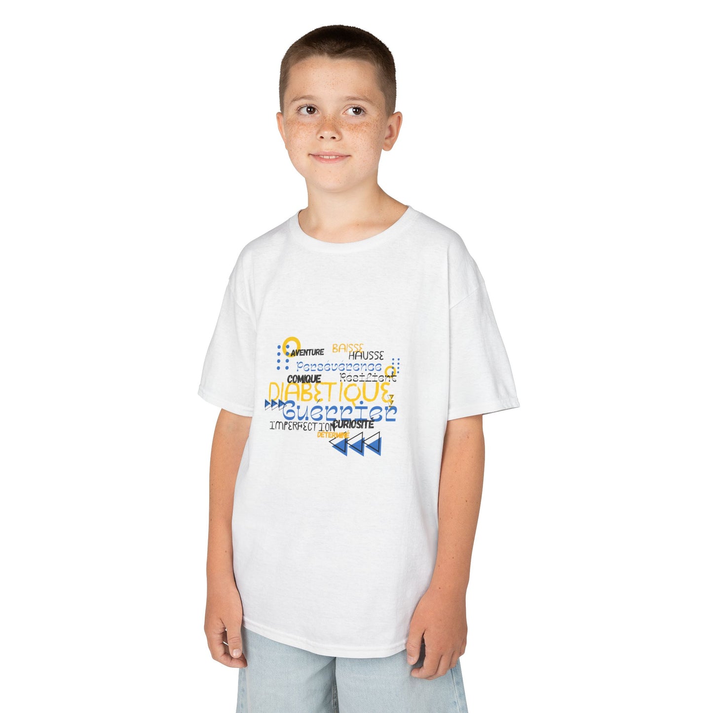 The Diabuddies Store Uplifted & Unleashed (French) - Kids Tee Uplifted & Unleashed (French) - Kids Tee: Embrace your strength, defy the odds. The "Uplifted & Unleashed" Kids Tee is more than just a Tee; it's a vibrant testament to the diabetic warrior wit