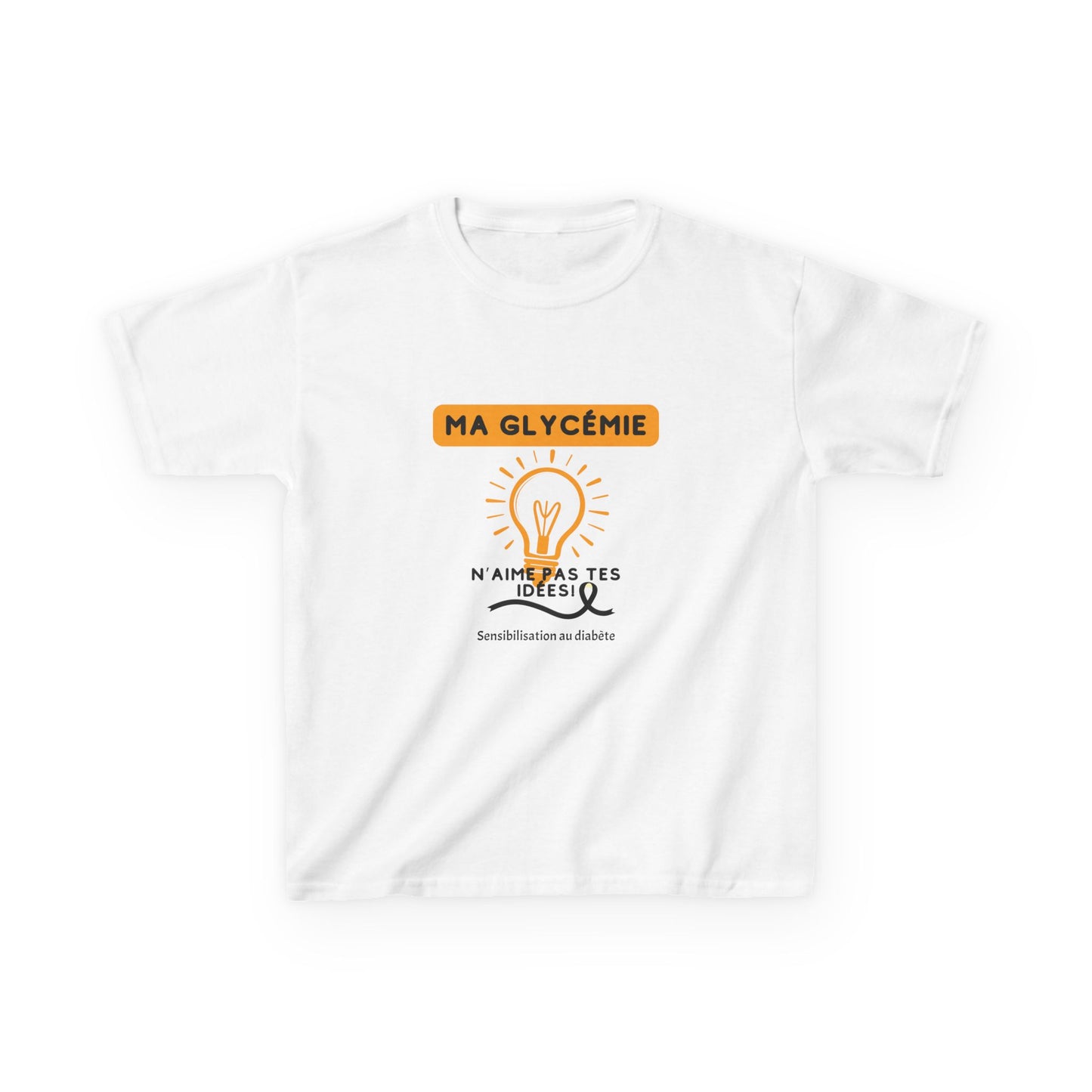 The Diabuddies Store My Blood Sugar Doesn't Agree (French) - Kids Tee My Blood Sugar Doesn't Agree (French) - Kids Tee: A humorous tee for the little warrior in your life. This "Ma glycémie n'aime pas tes idées" Kids' French Tee is a fun and relatable way