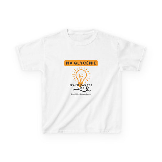 The Diabuddies Store My Blood Sugar Doesn't Agree (French) - Kids Tee My Blood Sugar Doesn't Agree (French) - Kids Tee: A humorous tee for the little warrior in your life. This "Ma glycémie n'aime pas tes idées" Kids' French Tee is a fun and relatable way
