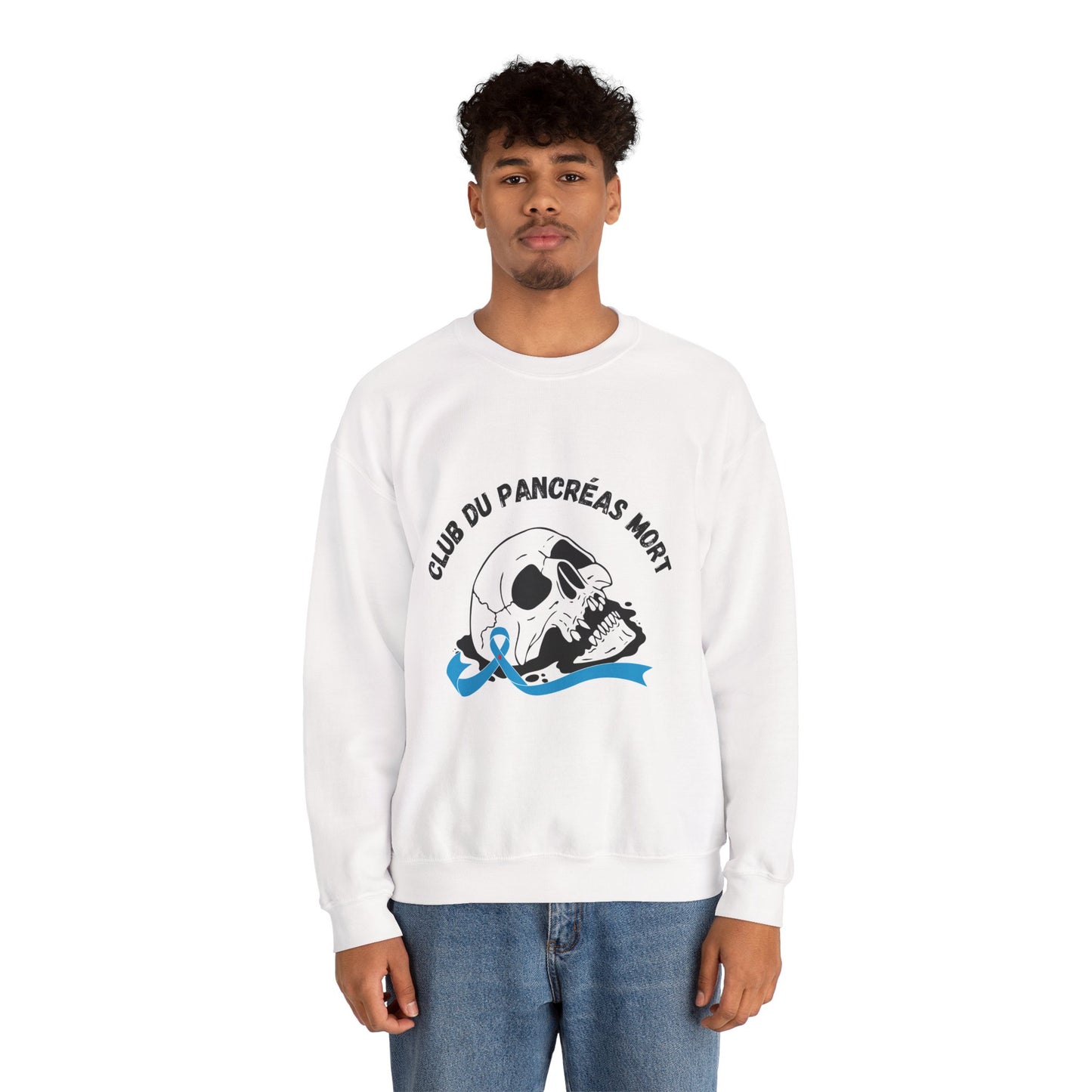 Skull & Blue Ribbon, Dead Pancreas Club (French) Sweatshirt The Diabuddies Store Sweatshirts $35.70