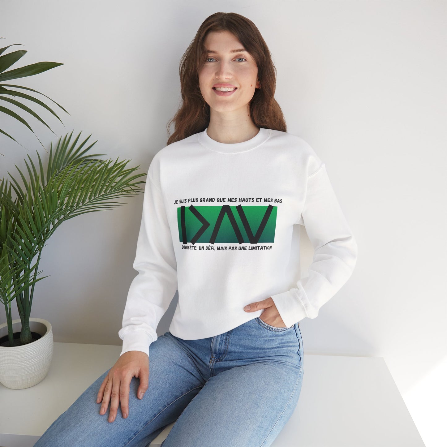 The Diabuddies Store Greater than (French/Green) - Unisex Sweatshirt Greater than (French/Green) - Unisex Sweatshirt: Sometimes, a single symbol says it all. Our Greater Than (French/Green) Unisex Sweatshirt features the powerful ">" symbol, representing