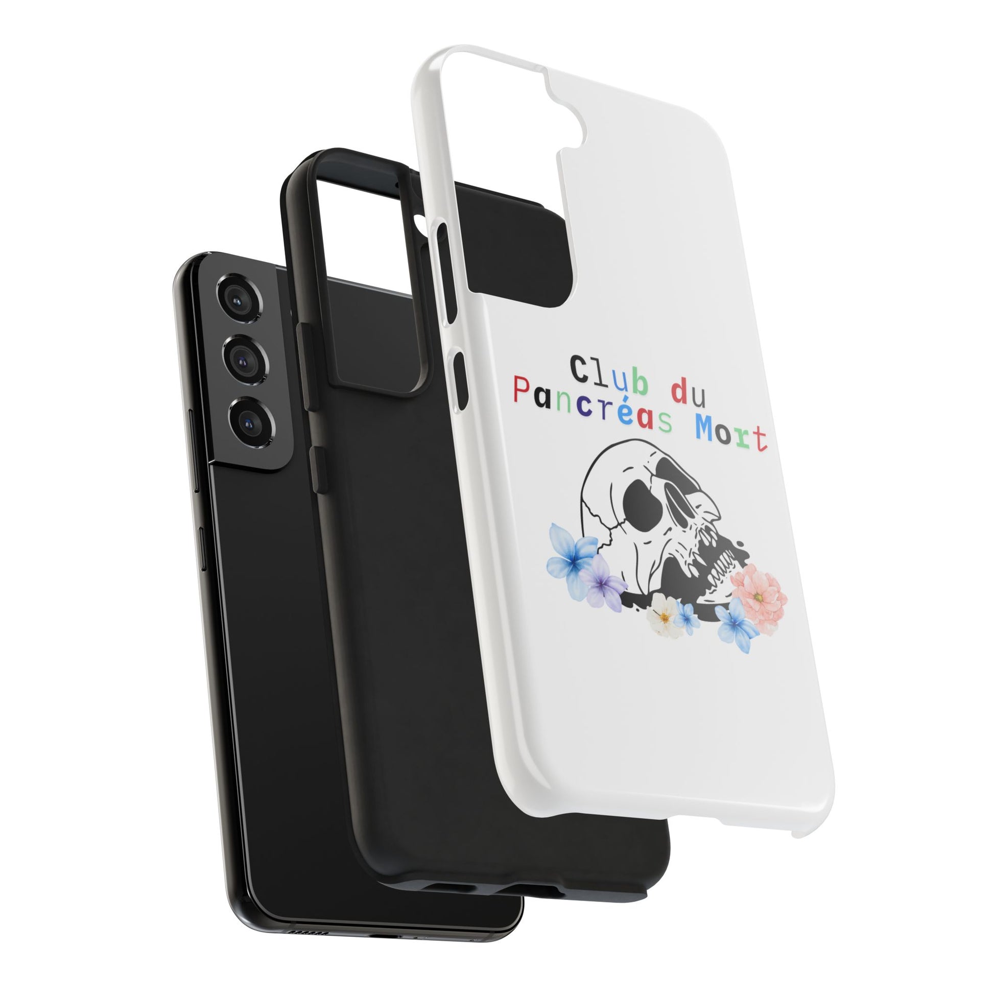Skull & Flowers, Dead Pancreas Club (French) - Phone Cases The Diabuddies Store Mobile Phone Cases $18.23