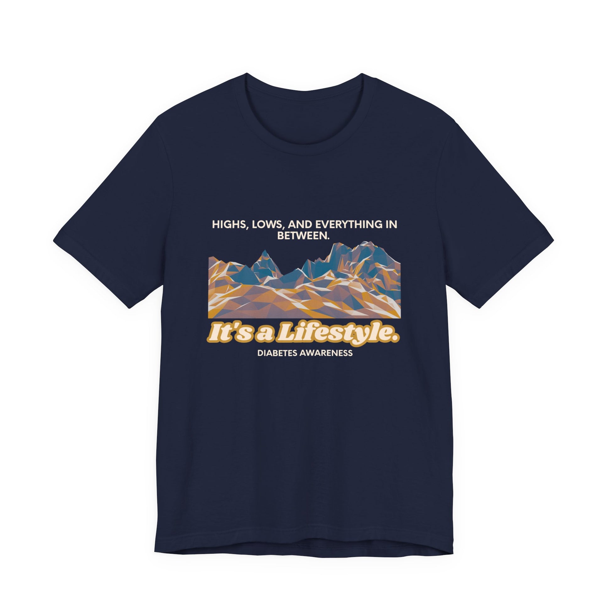 The Diabuddies Store Highs, Lows, and Everything in Between - Unisex Tee Life's a rollercoaster, and this tee gets it! Our "Highs, Lows, and Everything in Between" shirt is for anyone who embraces the wild ride of life, with all its ups, downs, and unexpe