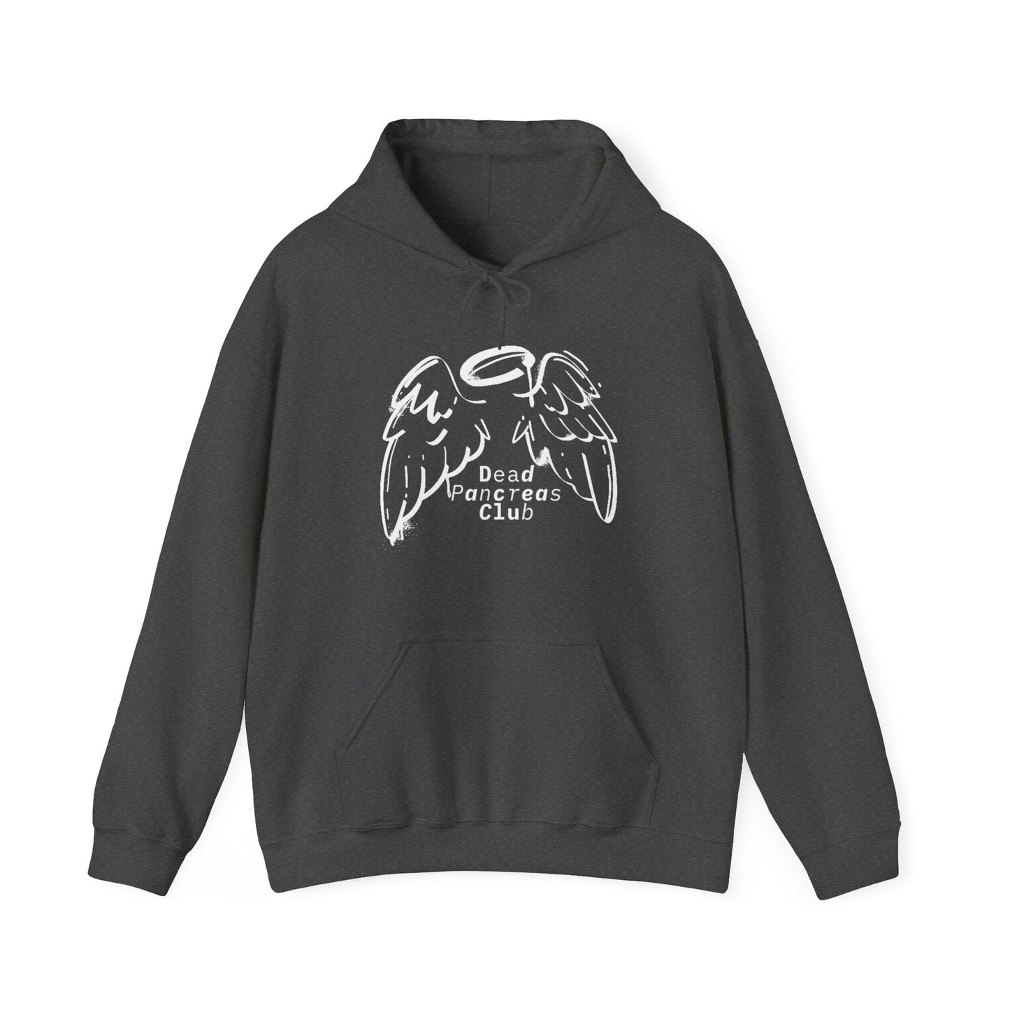The Diabuddies Store Dead Pancreas Club (Angel Wings) - Unisex Hoodie Dead Pancreas Club (Angel Wings) - Unisex Hoodie: Join the club and wrap yourself in cozy defiance! This warm and uniquely designed hoodie offers a raw, honest, and darkly humorous take
