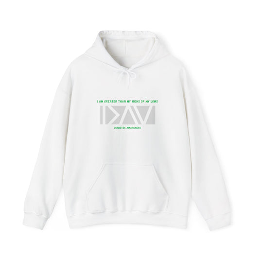 The Diabuddies Store Greater Than (Grey & Green) - Unisex Hoodie Greater Than (Grey & Green) - Unisex Hoodie: You are always greater than your challenges. Our Hoodie, featuring a stylish grey with vibrant green accents, is more than just comfortable appar