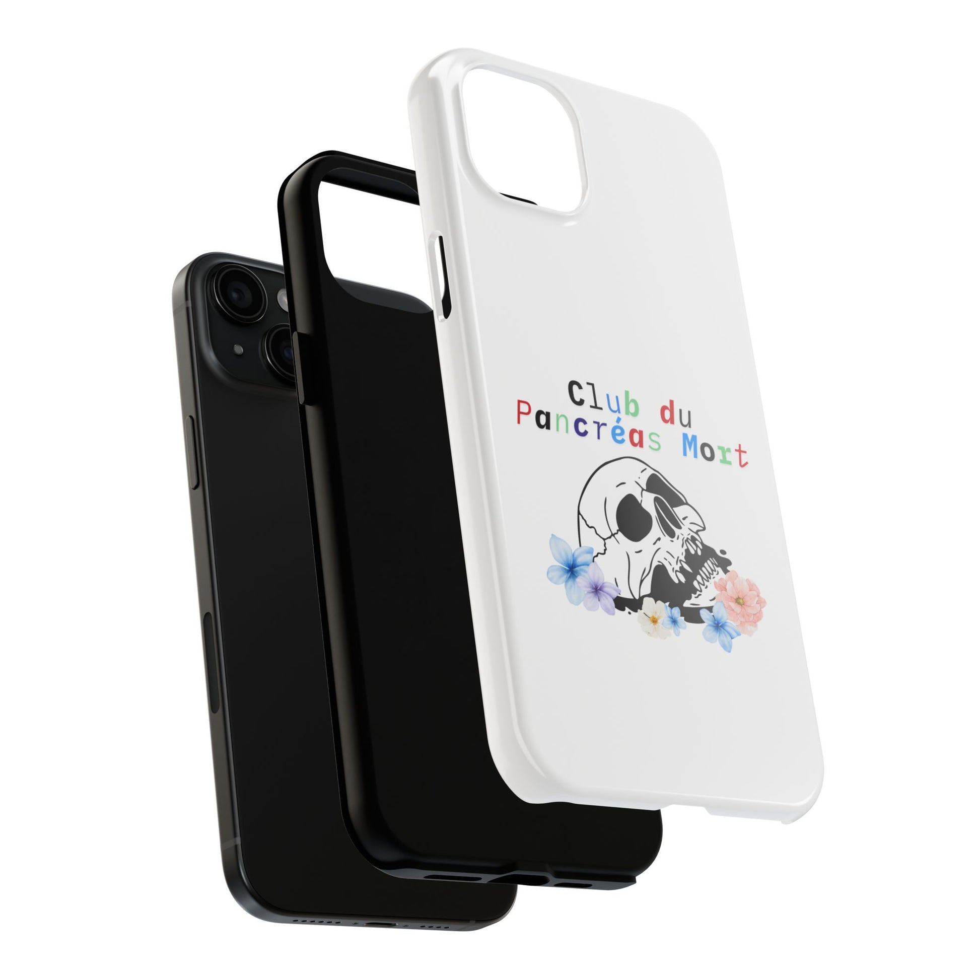 Skull & Flowers, Dead Pancreas Club (French) - Phone Cases The Diabuddies Store Mobile Phone Cases $18.23