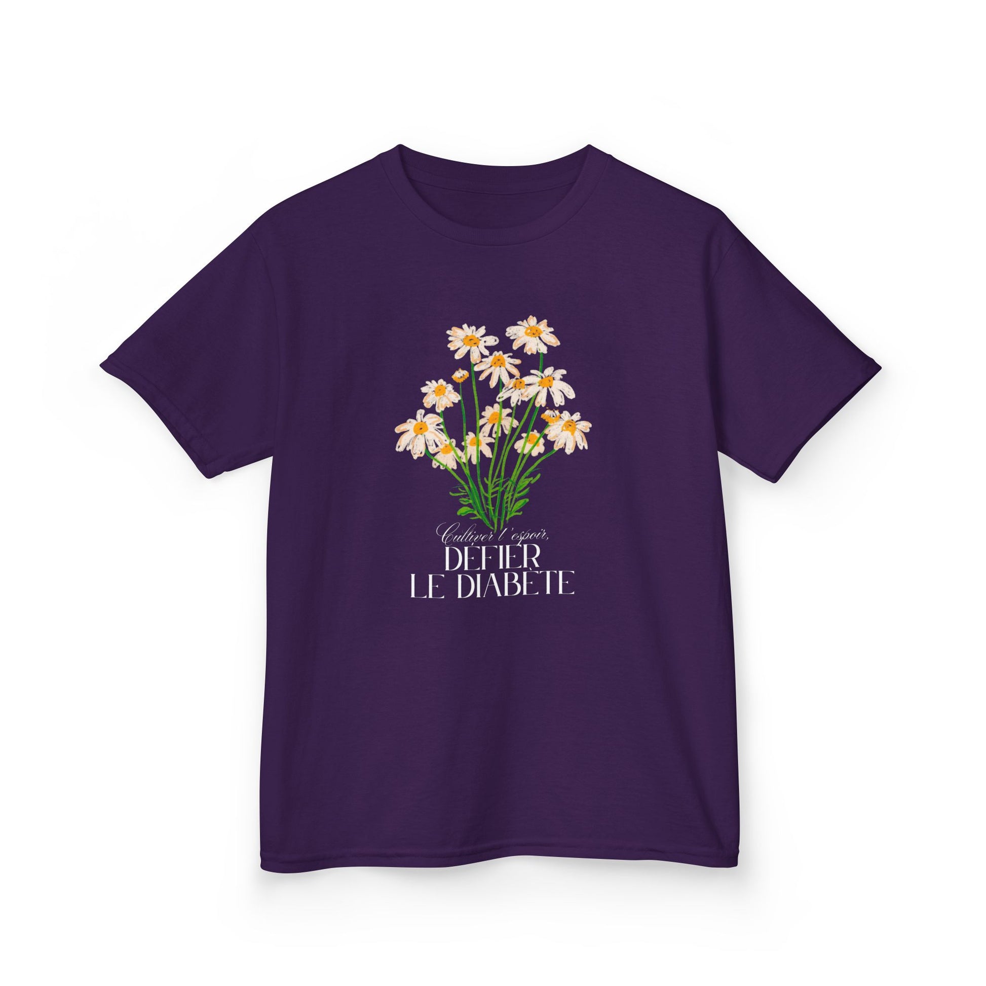 The Diabuddies Store Cultivating Hope, Defying Diabetes (French) - Kids Tee Cultivating Hope, Defying Diabetes (French) - Kids Tee: Wear your message of strength! This tee is a powerful statement of resilience and optimism for kids. T-Shirts $19.22