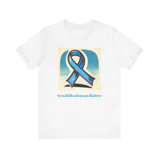 Diabetes Awareness, Blue Ribbon (French) - Unisex Tee The Diabuddies Store T-Shirts $22.50