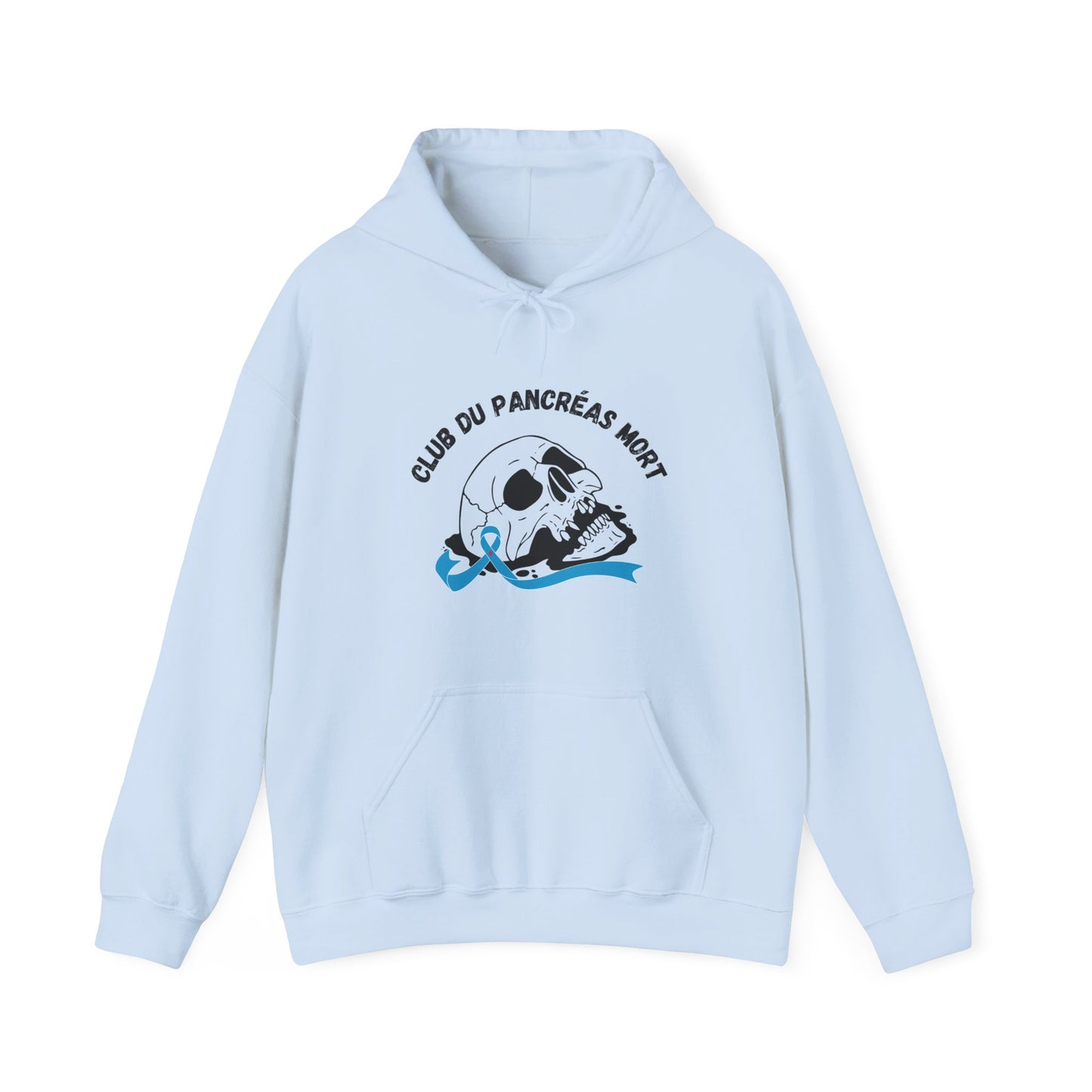 Skull & Blue Ribbon Dead Pancreas Club (French) Hoodie The Diabuddies Store Hoodies $32.41