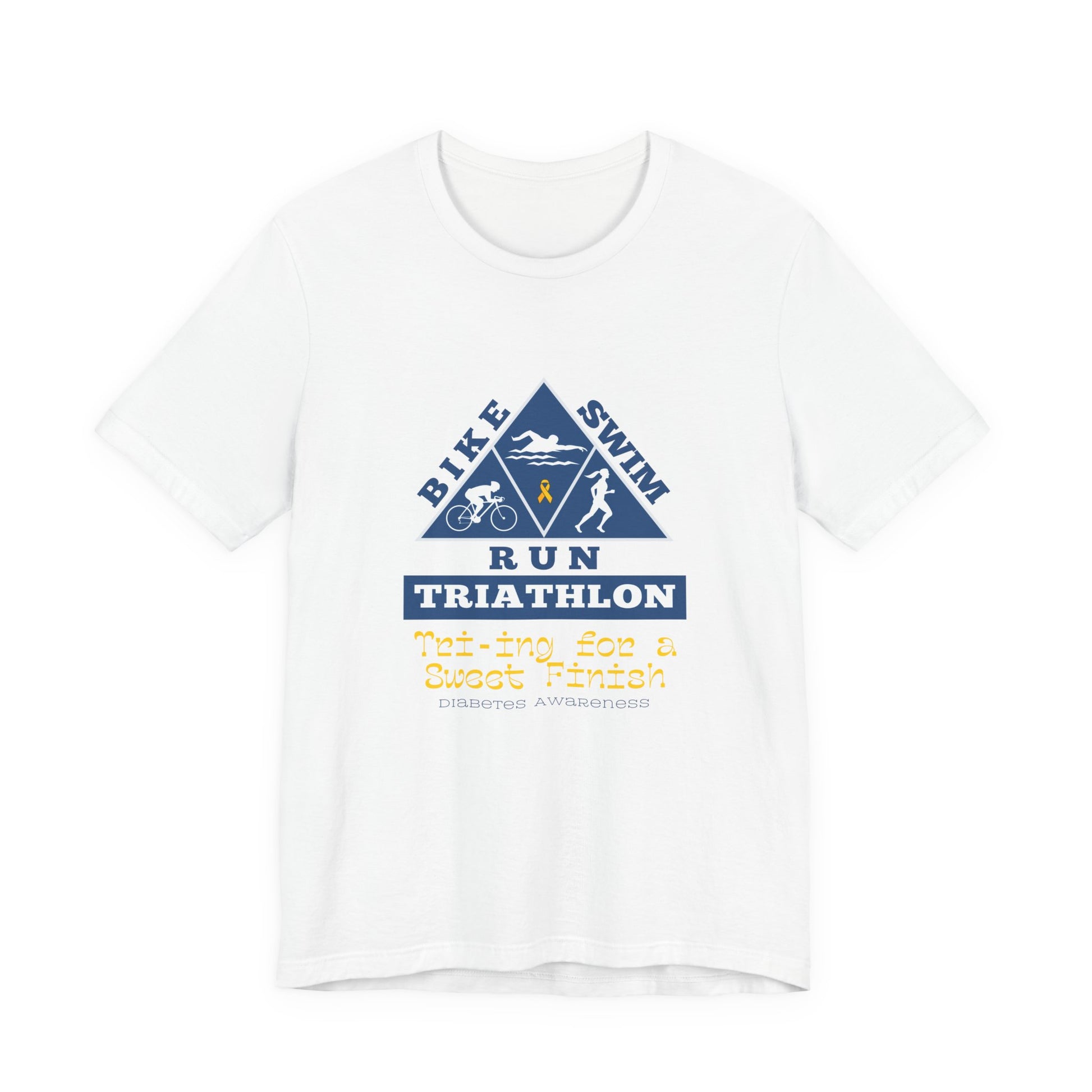 The Diabuddies Store Diabetes & Triathlon - Unisex Tee Diabetes & Triathlon - Unisex Tee: The "Tri-ing for a Sweet Finish" slogan is a powerful nod to both your athletic goals and your journey with diabetes. It's about achieving victory on your own terms.