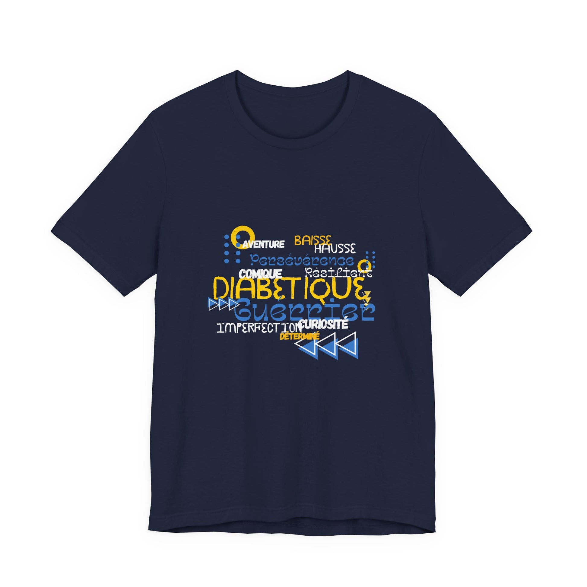 The Diabuddies Store Uplifted & Unleashed (French) - Unisex Tee Uplifted & Unleashed (French) - Unisex Tee: Embrace your strength, defy the odds. This tee is more than just a shirt; it's a vibrant testament to the diabetic warrior within. T-Shirts $22.50