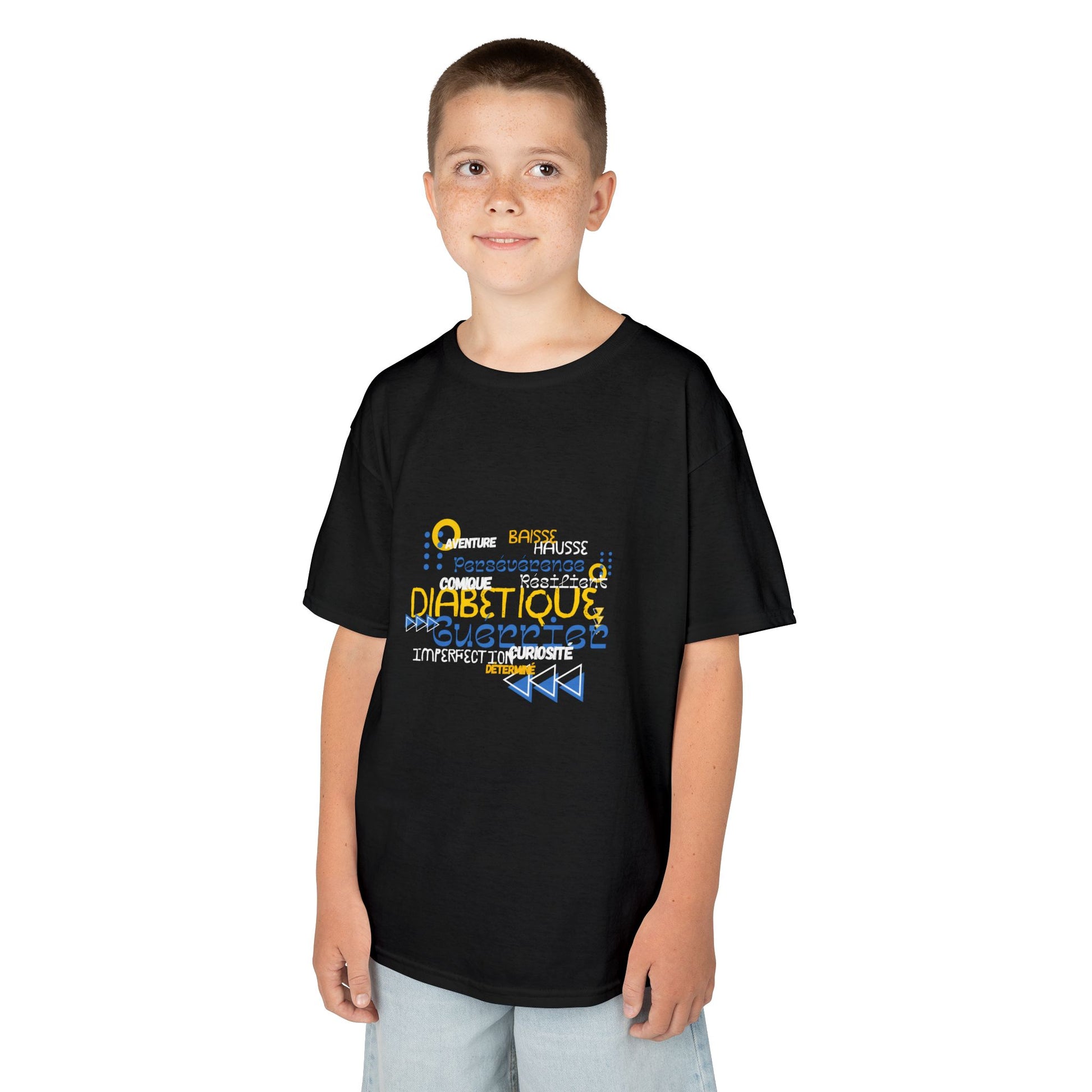 The Diabuddies Store Uplifted & Unleashed (French) - Kids Tee Uplifted & Unleashed (French) - Kids Tee: Embrace your strength, defy the odds. The "Uplifted & Unleashed" Kids Tee is more than just a Tee; it's a vibrant testament to the diabetic warrior wit