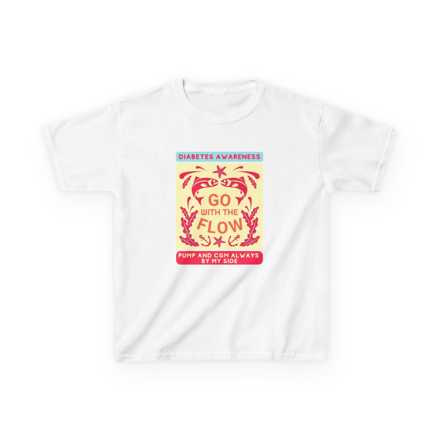 The Diabuddies Store Go with the Flow - Kids Tee Go with the Flow - Kids Tee: Embrace your journey with confidence in our vibrant "Go with the Flow" kids Tee. Engineered for those who live with a pump and CGM, this tank ensures your devices are always wit