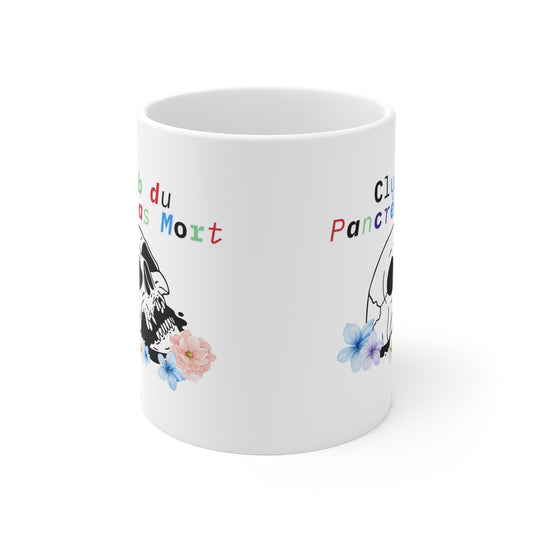 The Diabuddies Store Dead Pancreas Club, Skull & Flowers (French) - Mug 11oz Dead Pancreas Club, Skull & Flowers (French) - Mug 11oz: Welcome to the Dead Pancreas Club! This unique 11oz mug, featuring a cool skull and floral design, is perfect for those w
