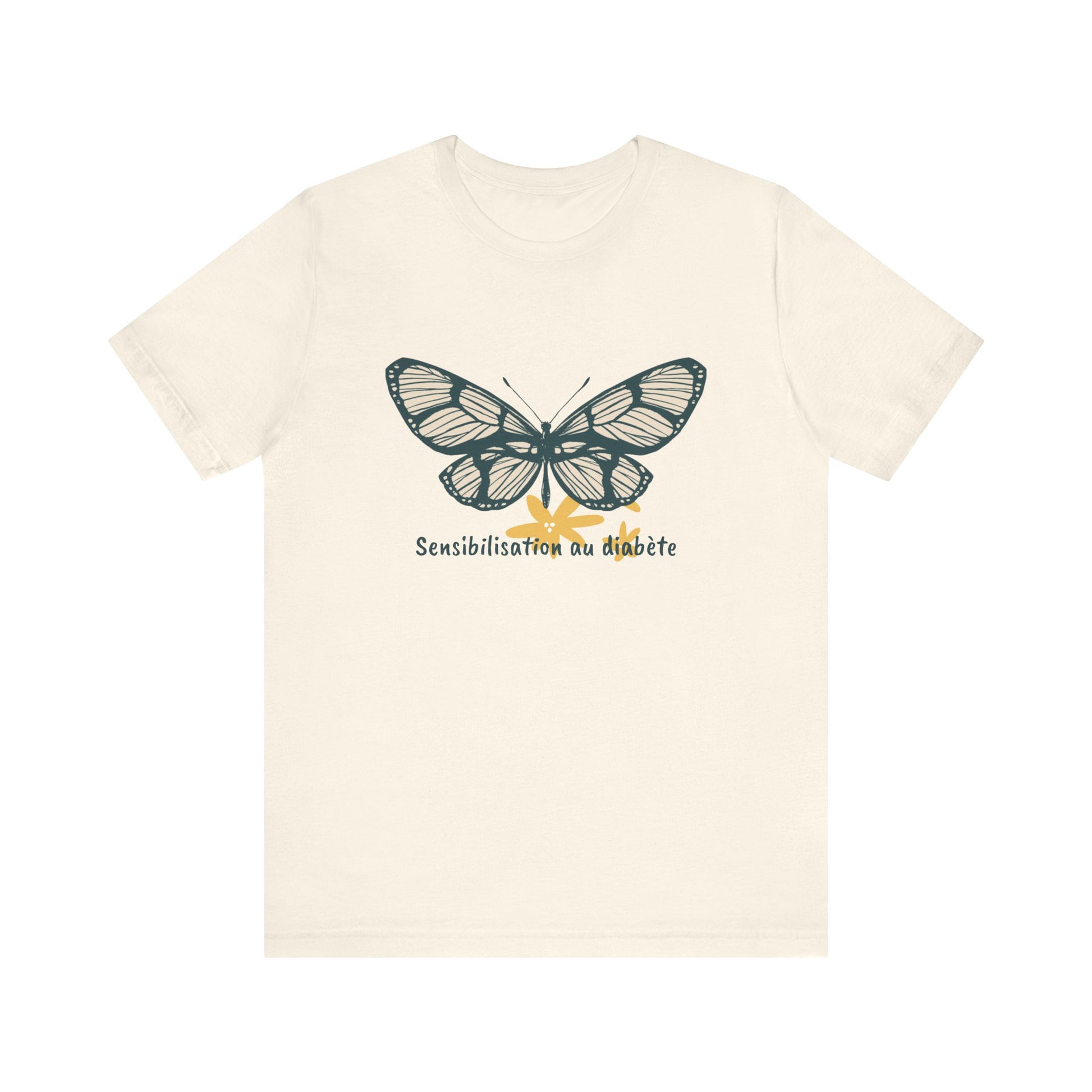 Green Butterfly & Flowers (French) Unisex Tee The Diabuddies Store T-Shirts $22.38