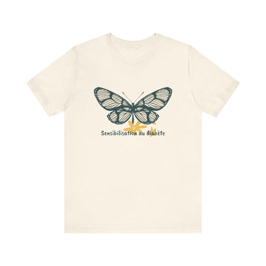 Green Butterfly & Flowers (French) Unisex Tee The Diabuddies Store T-Shirts $22.38