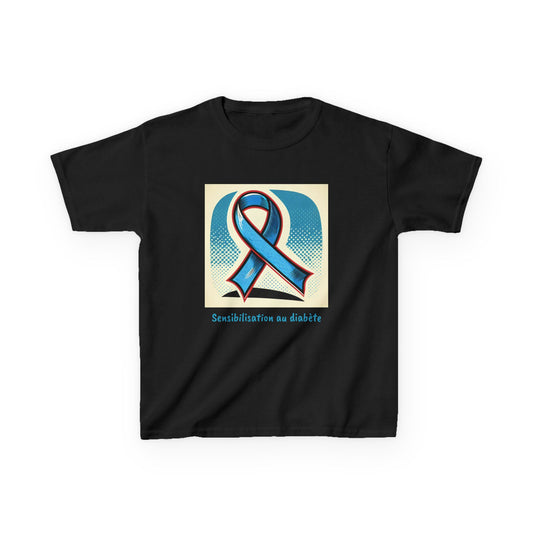 Diabetes Blue Ribbon (French) - Kids Tee The Diabuddies Store T-Shirts $19.22