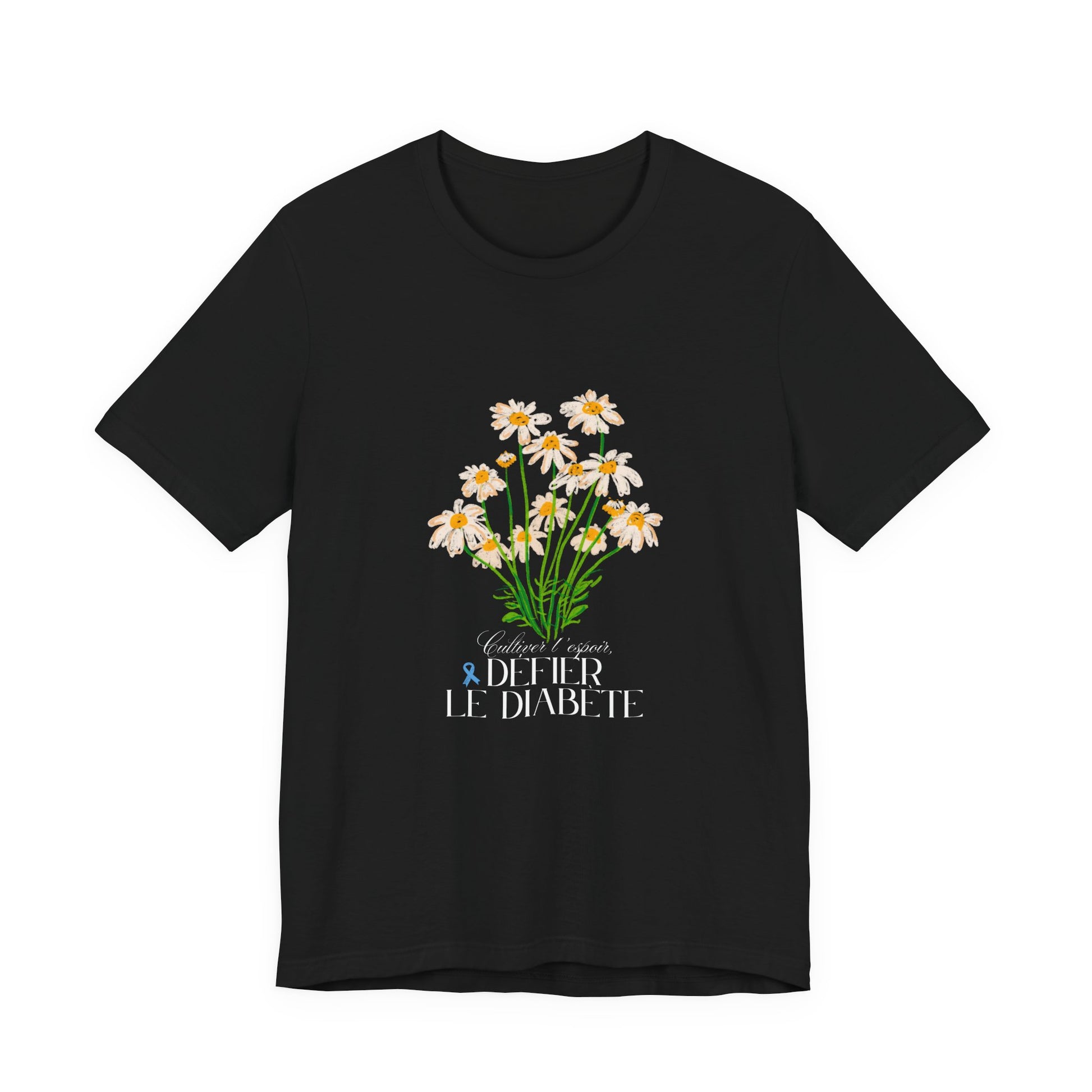 The Diabuddies Store Cultivating Hope, Defying Diabetes (French) - Unisex Tee Cultivating Hope, Defying Diabetes (French) - Unisex Tee: Wear your message of strength! Our "Cultivé l'espoir, Défié le diabète" Unisex Tee is more than just a comfortable shir