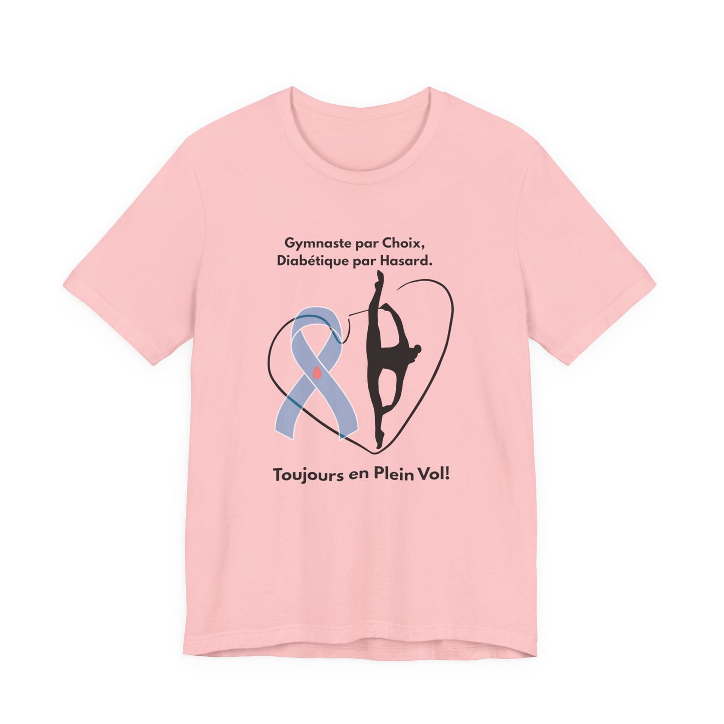 The Diabuddies Store Diabetes & Gymnastics (French) - Unisex Tee Diabetes & Gymnastics (French) - Unisex Tee: Defy expectations and tumble forward! This comfortable racerback tank is designed for the resilient gymnast who manages diabetes with grace and s