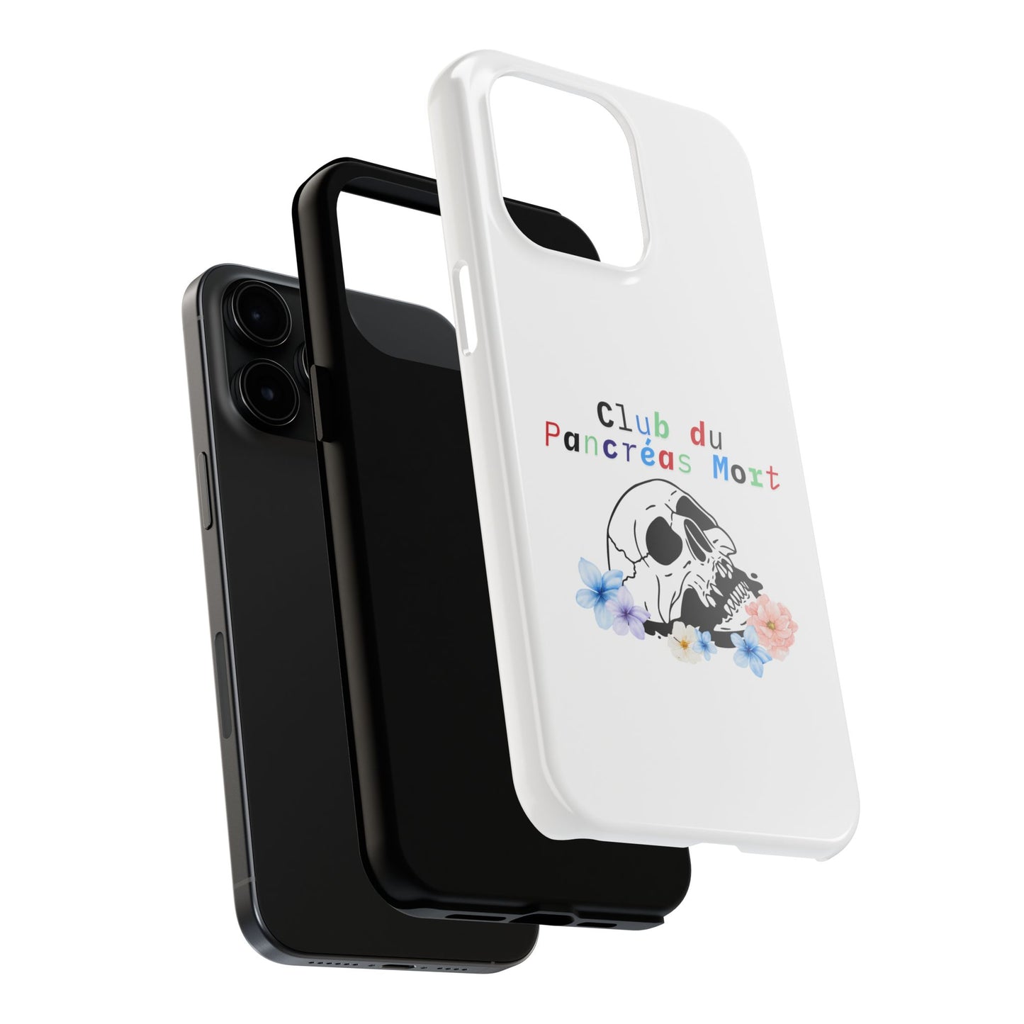 Skull & Flowers, Dead Pancreas Club (French) - Phone Cases The Diabuddies Store Mobile Phone Cases $18.23