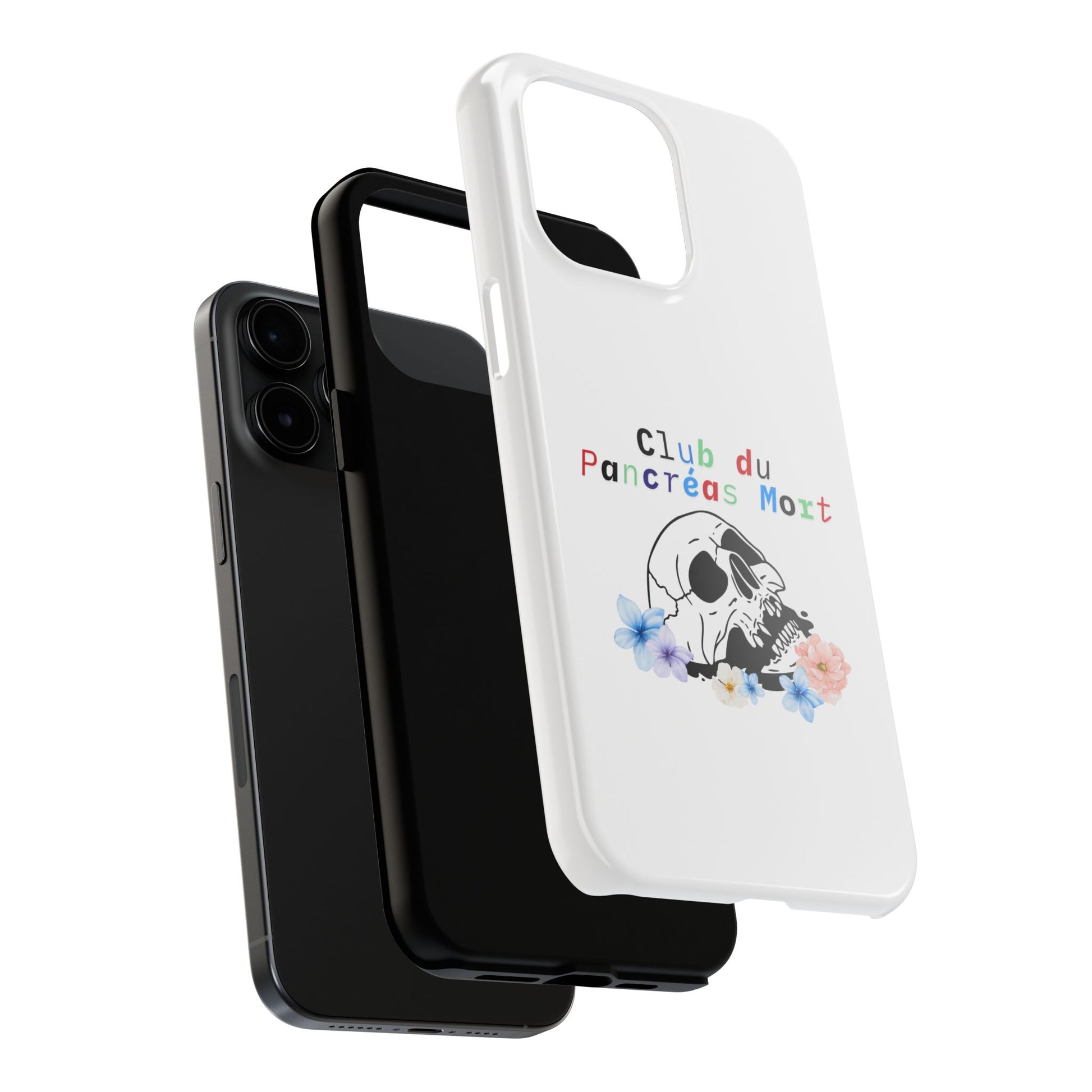 Skull & Flowers, Dead Pancreas Club (French) - Phone Cases The Diabuddies Store Mobile Phone Cases $18.23