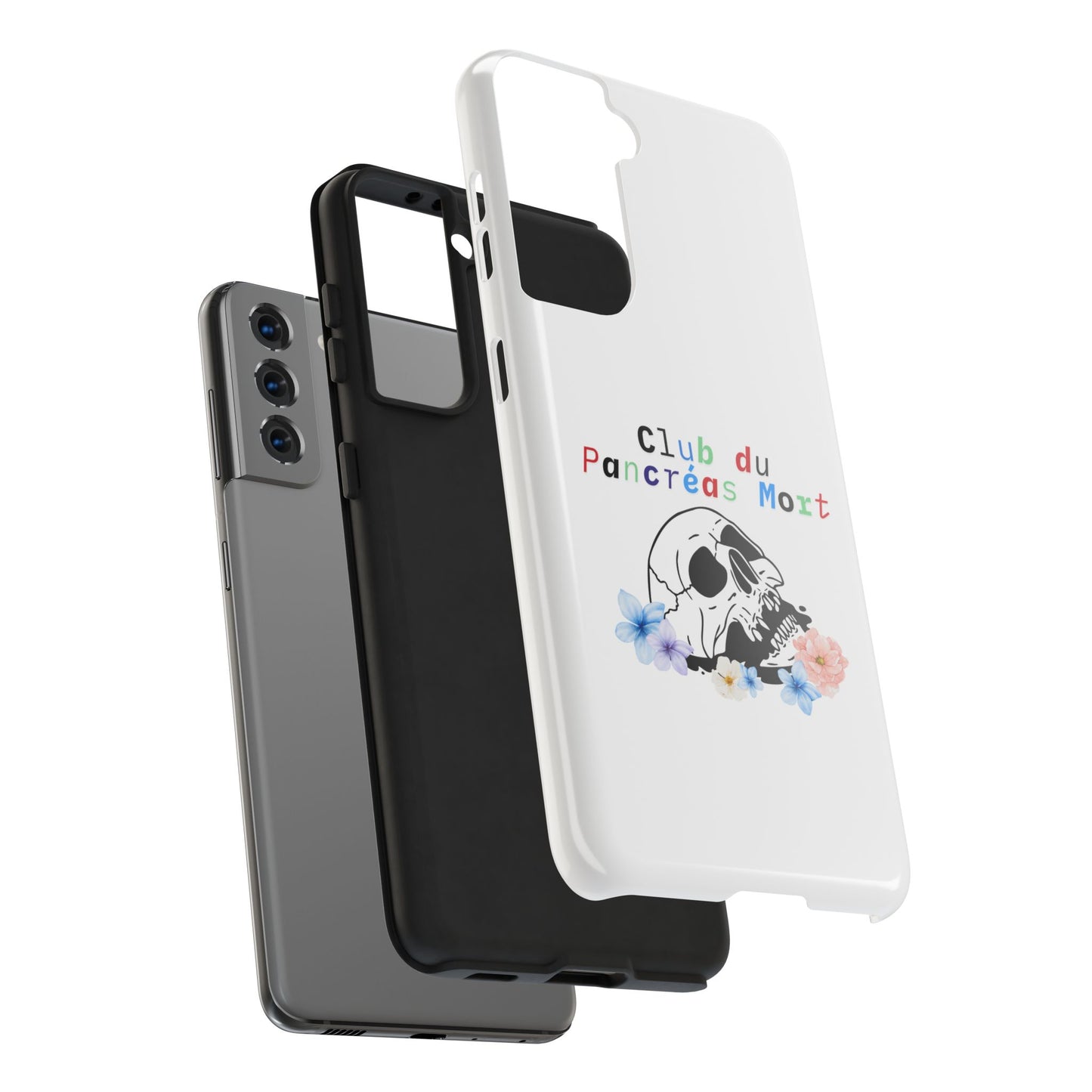 Skull & Flowers, Dead Pancreas Club (French) - Phone Cases The Diabuddies Store Mobile Phone Cases $18.23