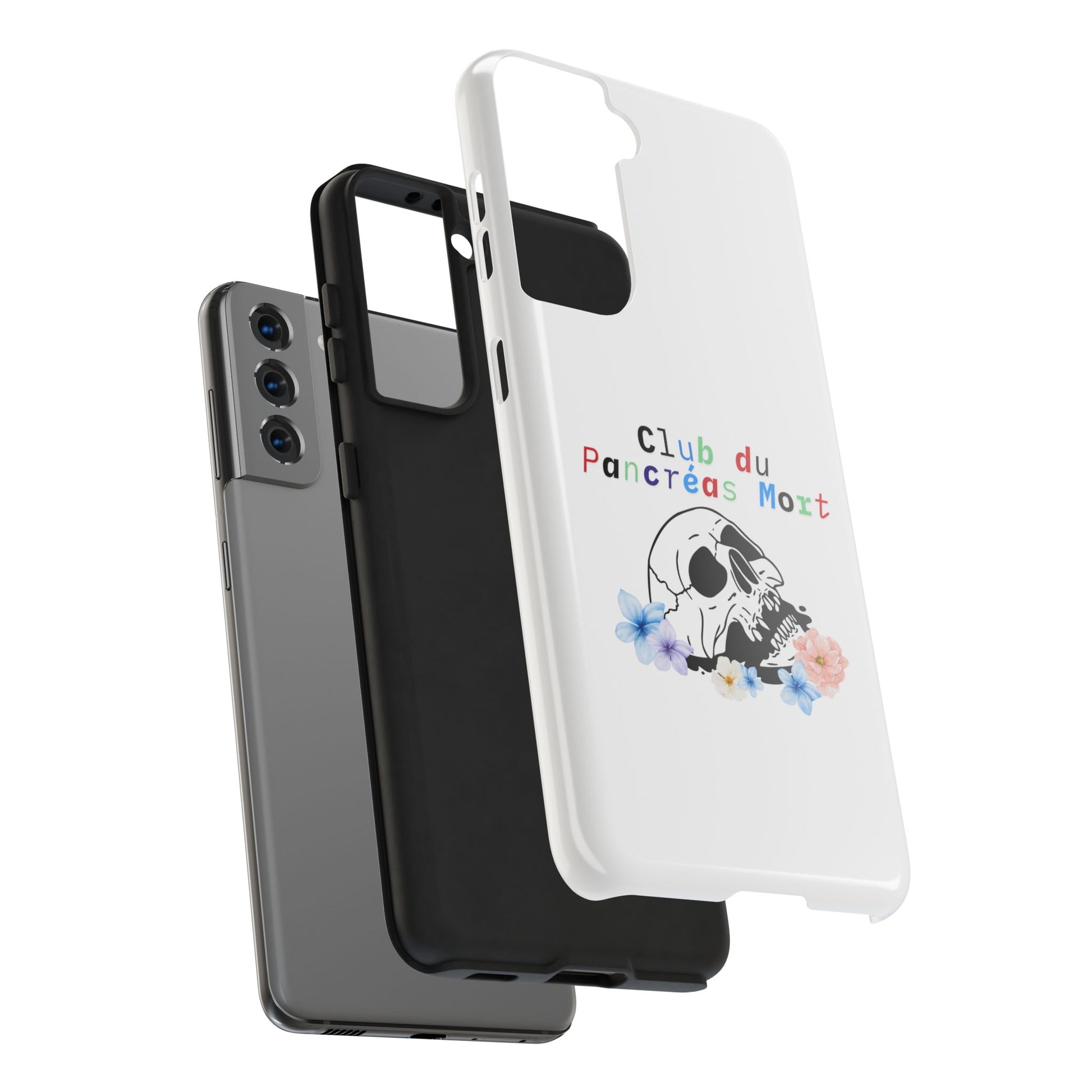 Skull & Flowers, Dead Pancreas Club (French) - Phone Cases The Diabuddies Store Mobile Phone Cases $18.23