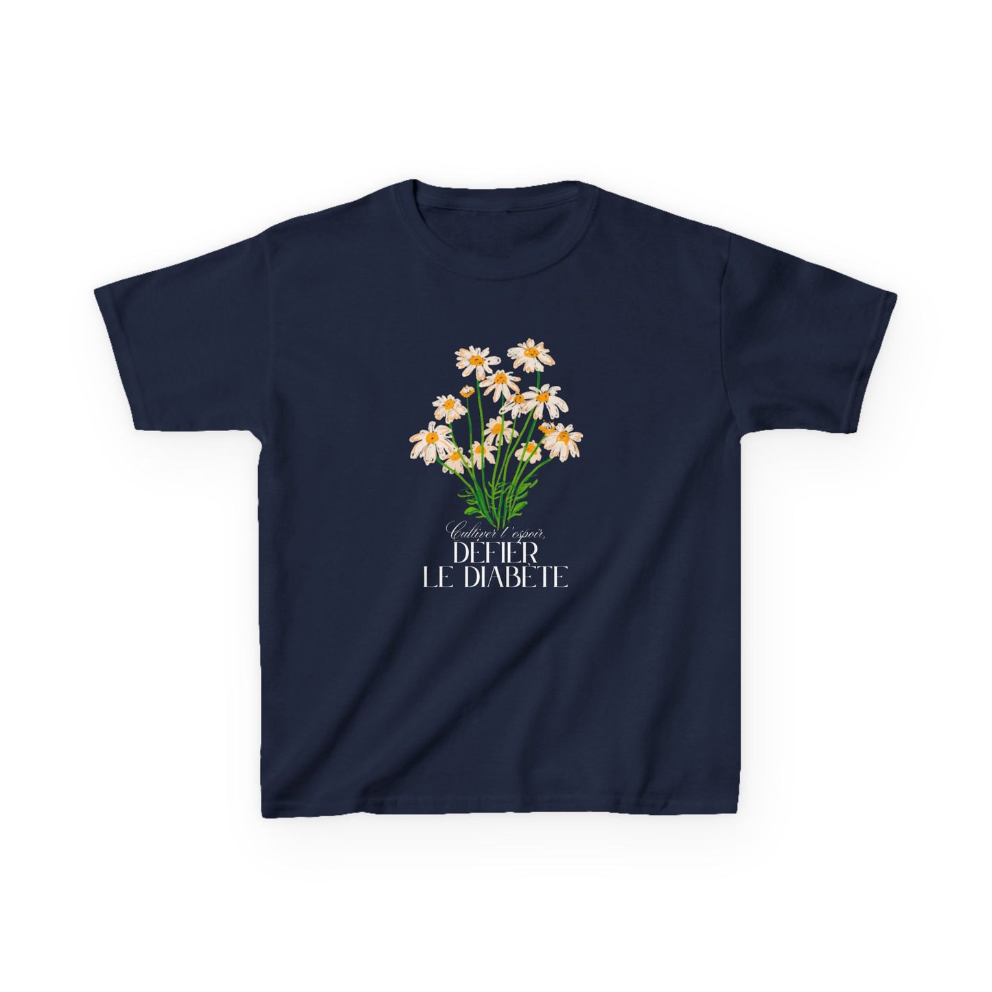 The Diabuddies Store Cultivating Hope, Defying Diabetes (French) - Kids Tee Cultivating Hope, Defying Diabetes (French) - Kids Tee: Wear your message of strength! This tee is a powerful statement of resilience and optimism for kids. T-Shirts $17.74