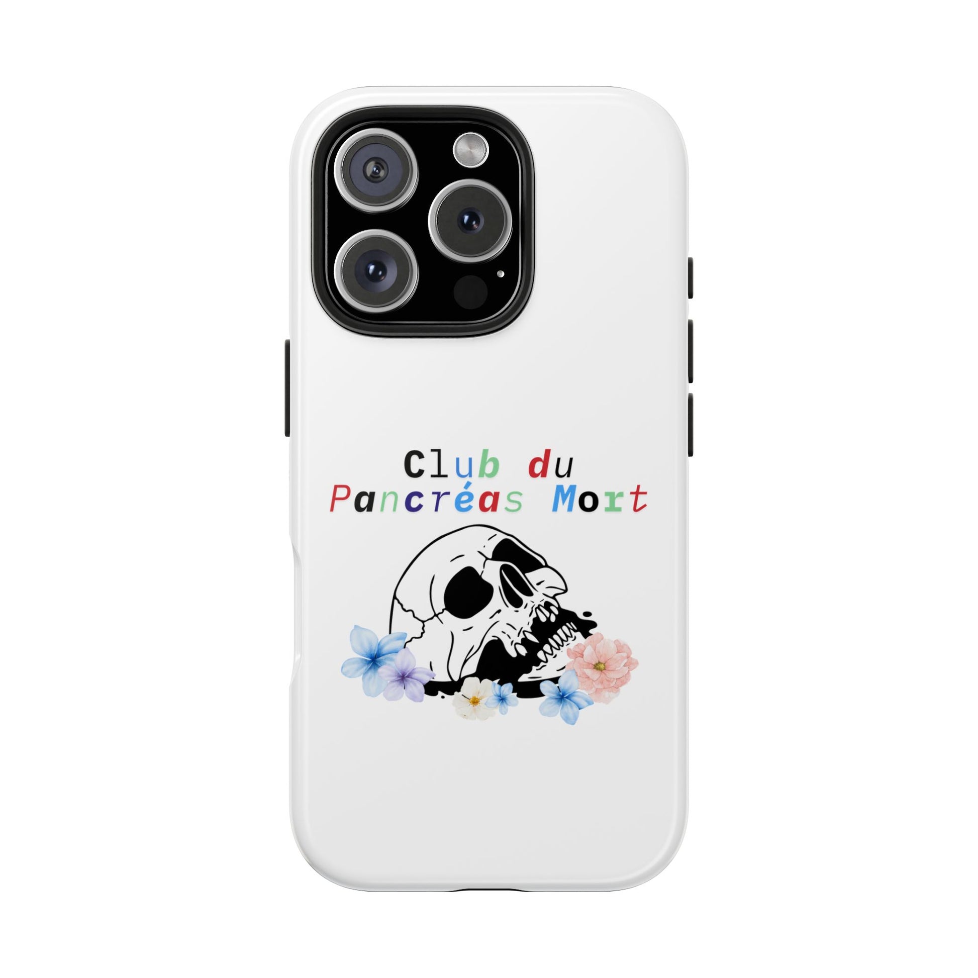 Skull & Flowers, Dead Pancreas Club (French) - Phone Cases The Diabuddies Store Mobile Phone Cases $18.23