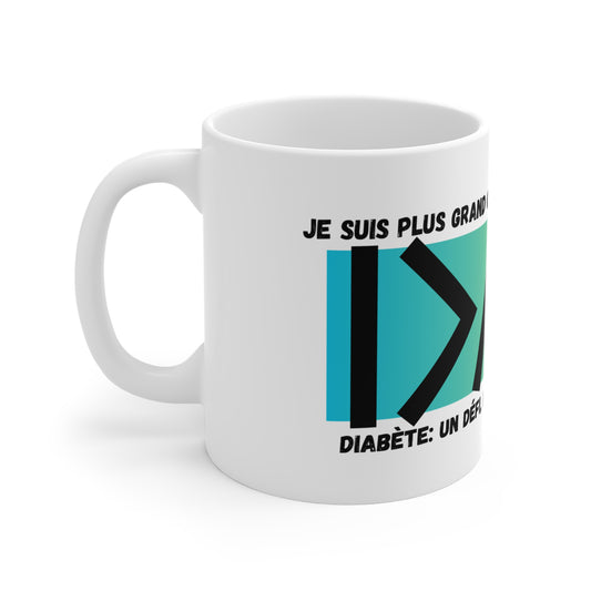 The Diabuddies Store Greater than (French/Yellow) - Mug 11oz Greater than (French/Yellow) - Mug 11oz: An inspirational mug that brings a daily reminder that you are greater than the highs and the lows during your coffee or tea routine. Perfect for anyone