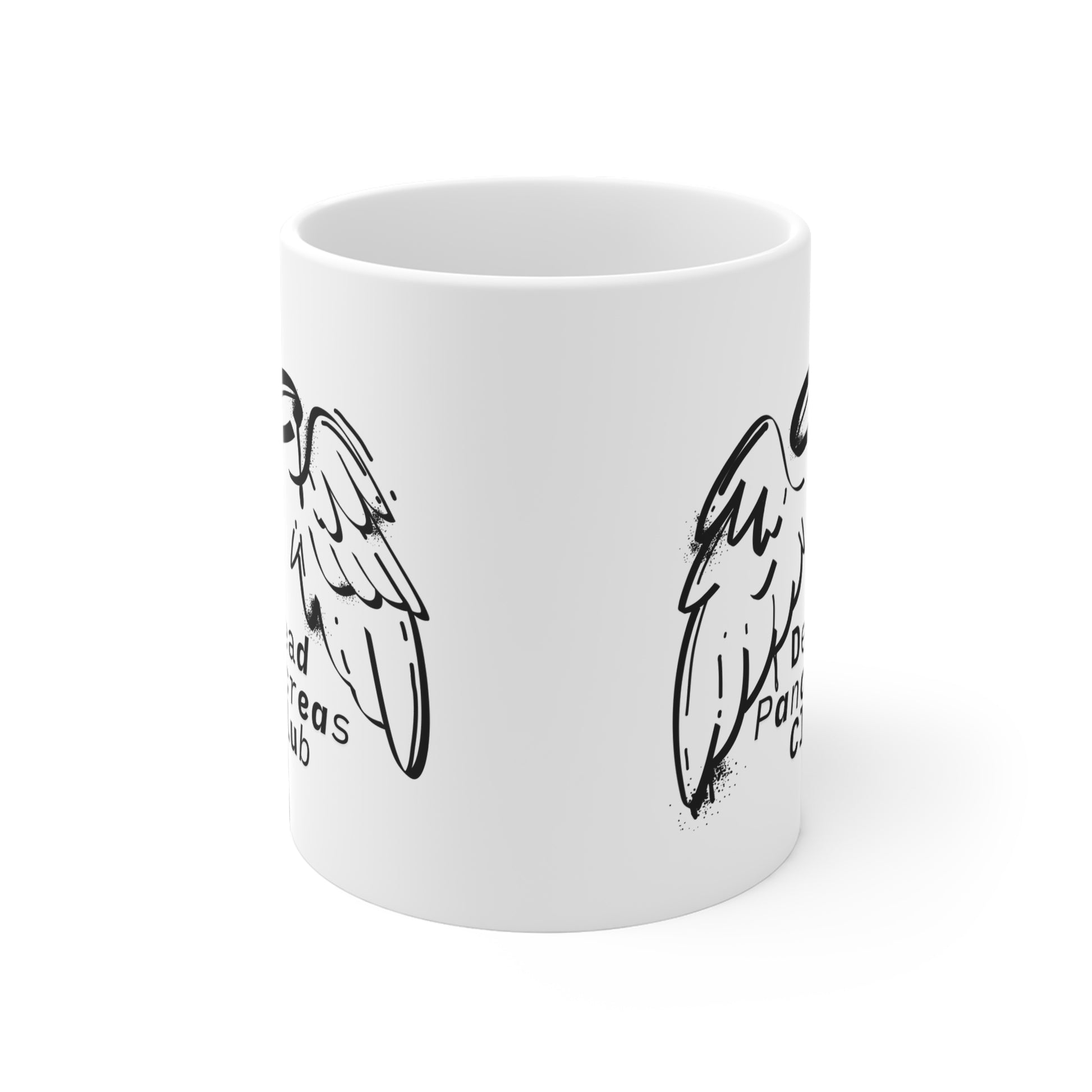 The Diabuddies Store Dead Pancreas Club (Angel Wings) - Mug 11oz Dead Pancreas Club (Angel Wings) - Mug 11oz: Welcome to the Dead Pancreas Club! This unique 11oz mug, featuring a cool angel wings design, is perfect for those with a darkly humorous take on