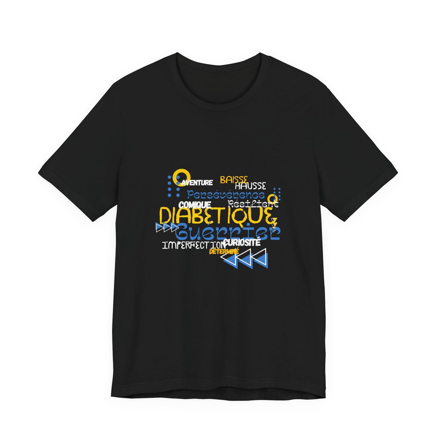 The Diabuddies Store Uplifted & Unleashed (French) - Unisex Tee Uplifted & Unleashed (French) - Unisex Tee: Embrace your strength, defy the odds. This tee is more than just a shirt; it's a vibrant testament to the diabetic warrior within. T-Shirts $22.50