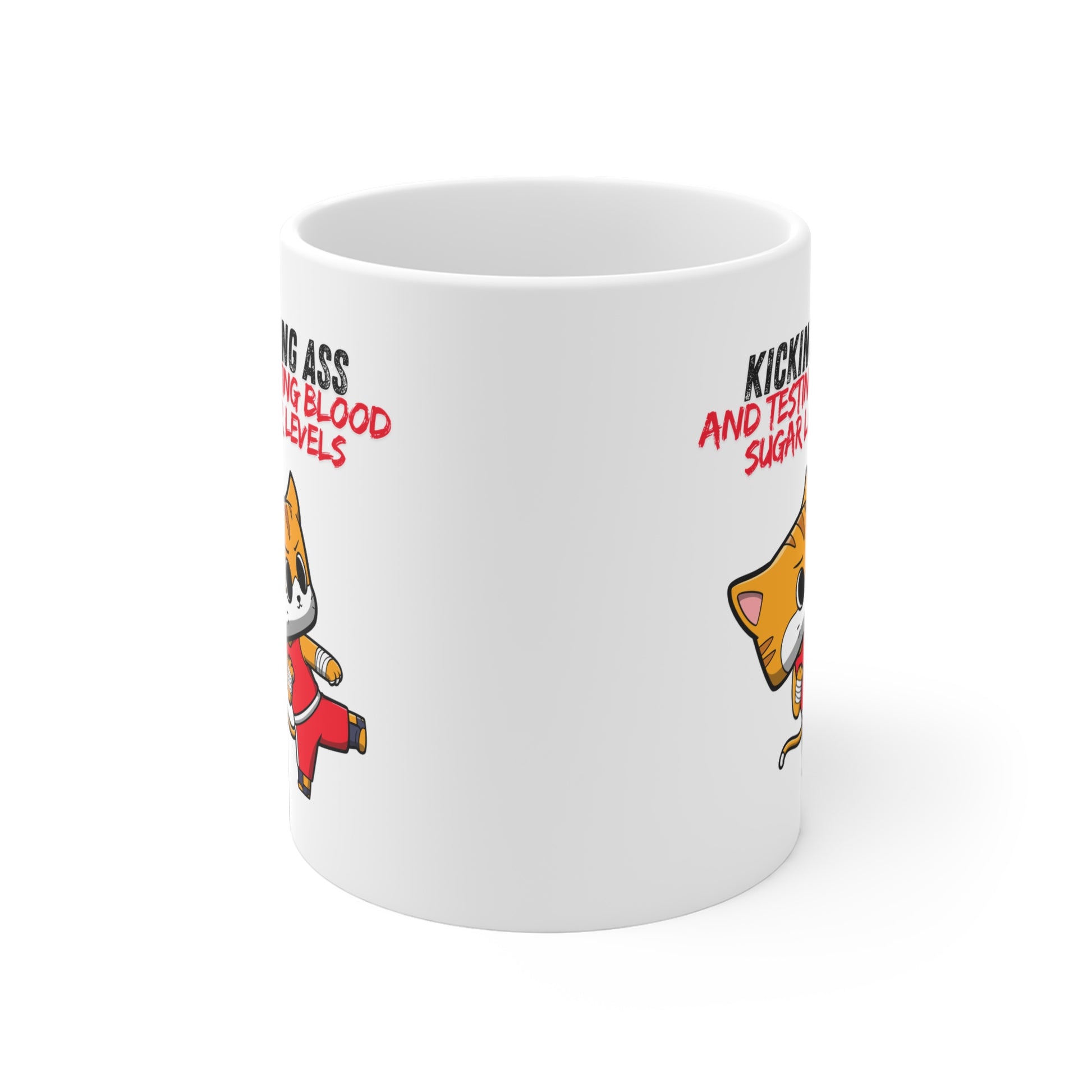 The Diabuddies Store Kicking Ass and Testing Blood Sugar Levels - Mug 11oz Kicking Ass and Testing Blood Sugar Levels - 11oz Mug: Fuel your day with our "Kicking Ass and Testing Blood Sugar Levels" 11oz ceramic mug! It's the perfect way to celebrate the d