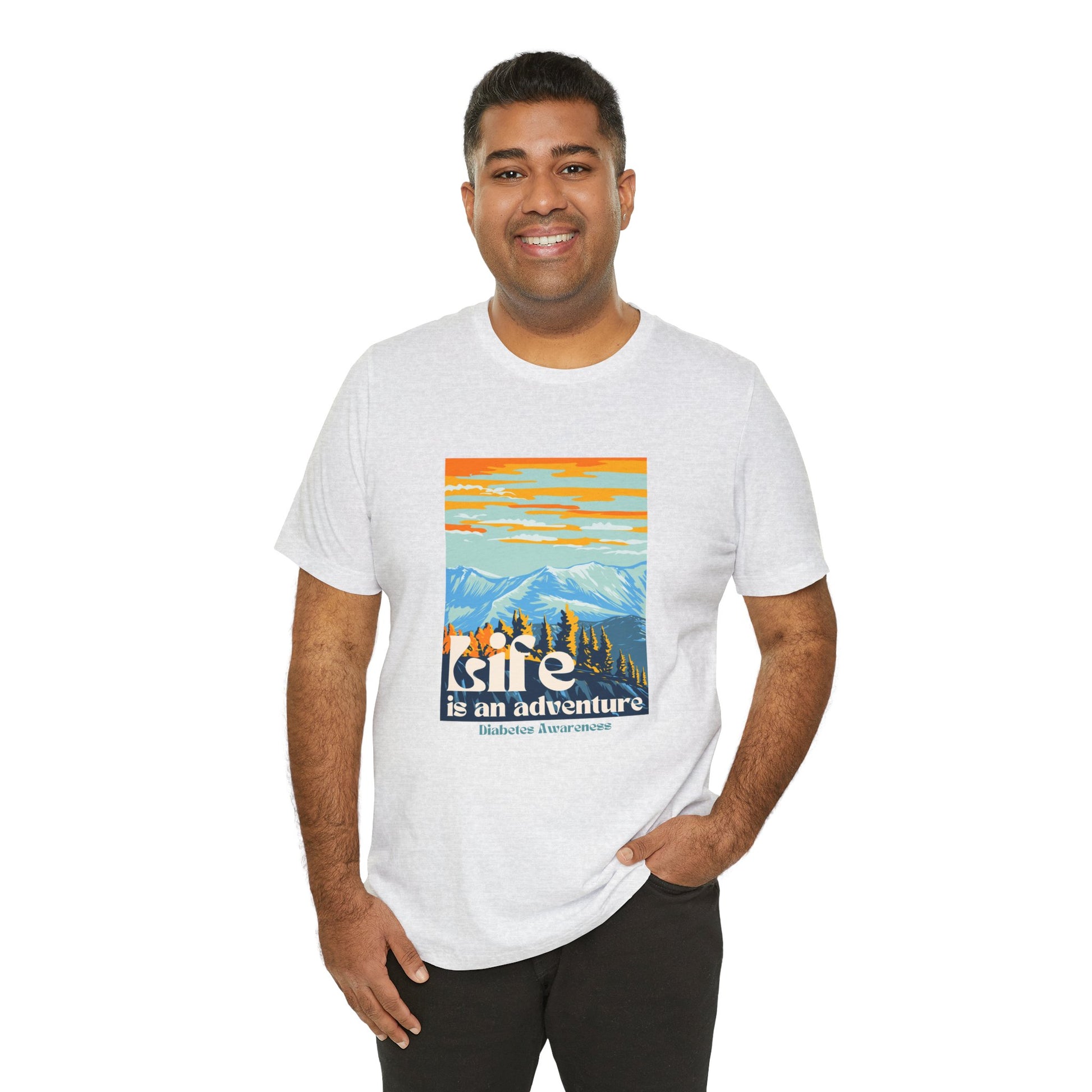 The Diabuddies Store Life is an Adventure, Mountains - Unisex Tee Life is an Adventure, Mountains - Unisex Tee: Soul in the outdoors? This tee's for you! Embrace nature's call, from peaks to trails. Your adventure starts here. T-Shirts $22.50