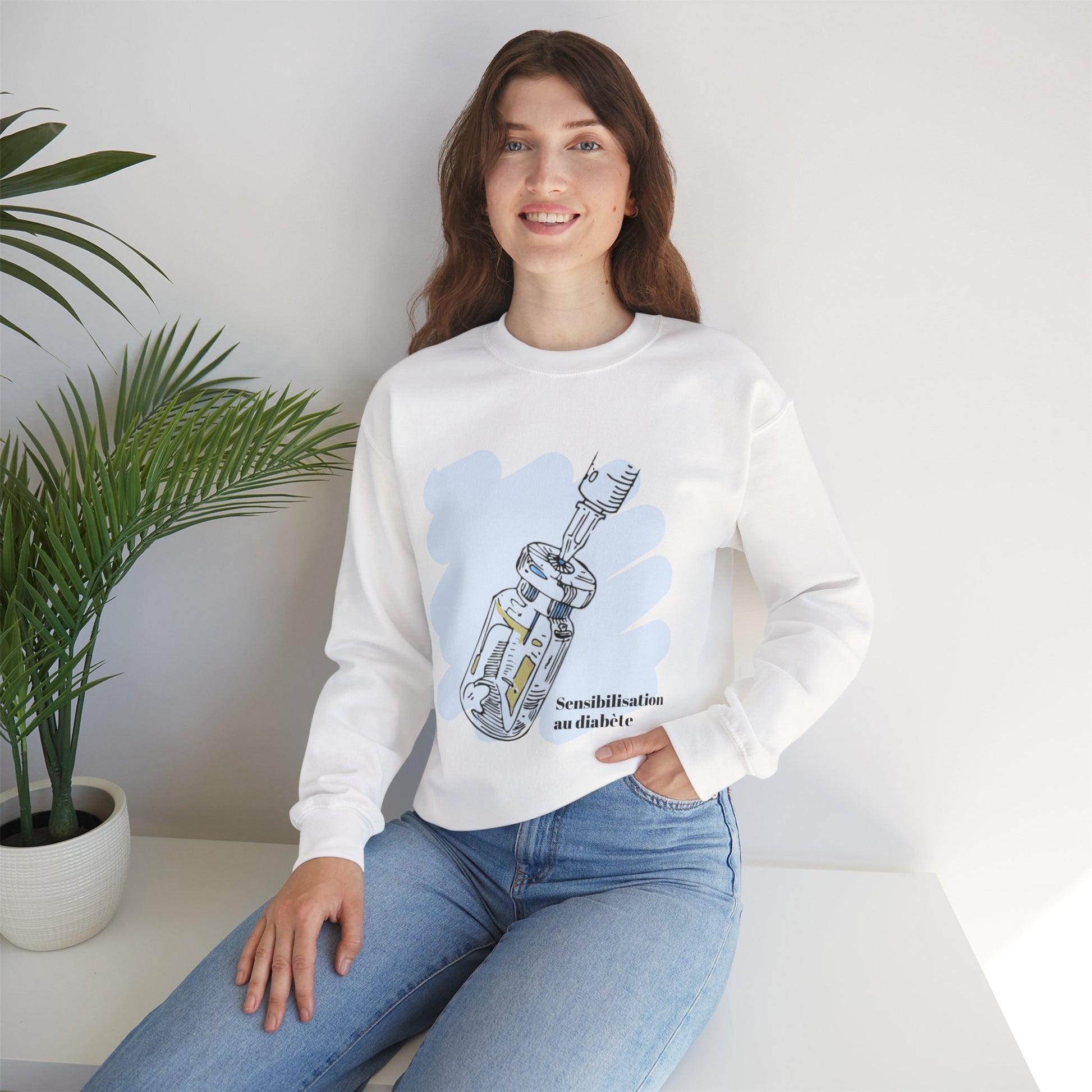 Insulin Vial Diabetes Awareness (French) Sweatshirt The Diabuddies Store Sweatshirts $32.95