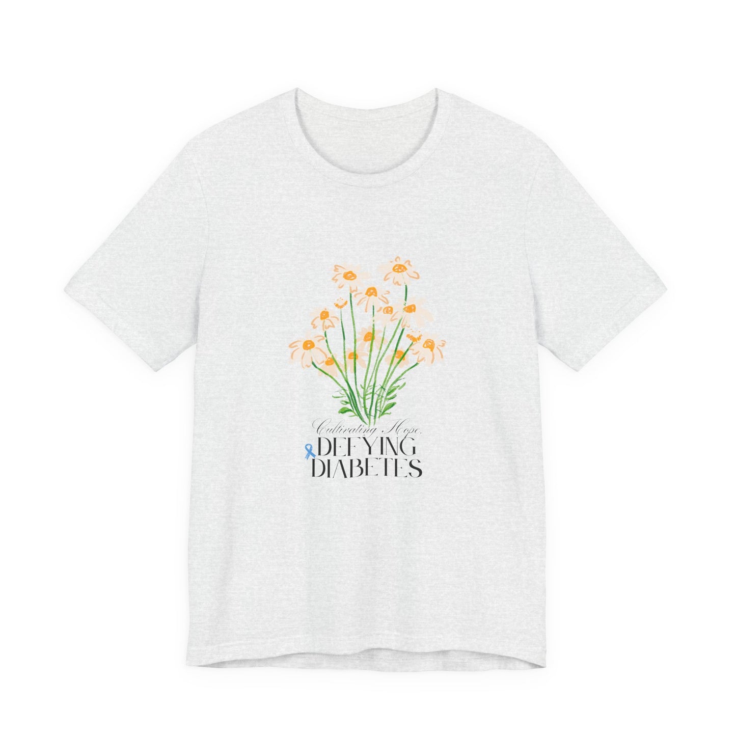 The Diabuddies Store Cultivating Hope, Defying Diabetes - Unisex Tee Cultivating Hope, Defying Diabetes - Unisex Tee: Wear your message of strength! Our "Cultivating Hope, Defying Diabetes" Unisex Tee is more than just a comfortable shirt; it's a powerful