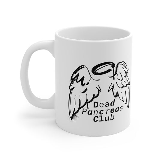 The Diabuddies Store Dead Pancreas Club (Angel Wings) - Mug 11oz Dead Pancreas Club (Angel Wings) - Mug 11oz: Welcome to the Dead Pancreas Club! This unique 11oz mug, featuring a cool angel wings design, is perfect for those with a darkly humorous take on