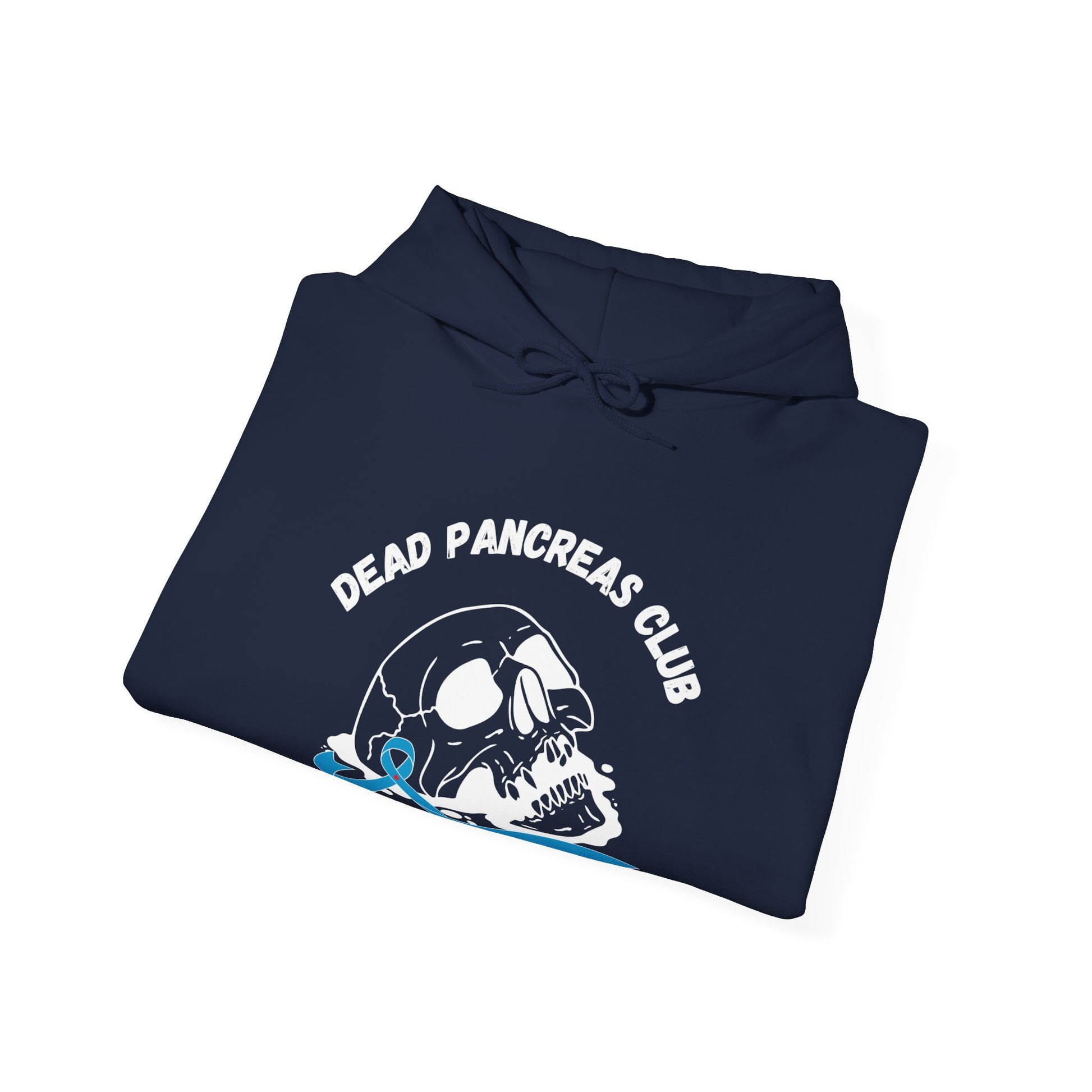 The Diabuddies Store Skull & Blue Ribbon, Dead Pancreas Club - Unisex Hoodie Skull & Blue Ribbon, Dead Pancreas Club - Unisex Hoodie: Show strength & support! Unique design for bold diabetes awareness. Hoodie Hoodies $32.41
