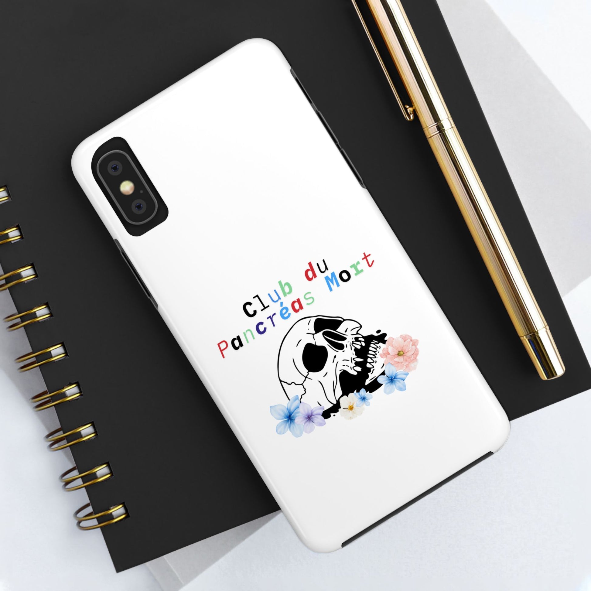 Skull & Flowers, Dead Pancreas Club (French) - Phone Cases The Diabuddies Store Mobile Phone Cases $18.23
