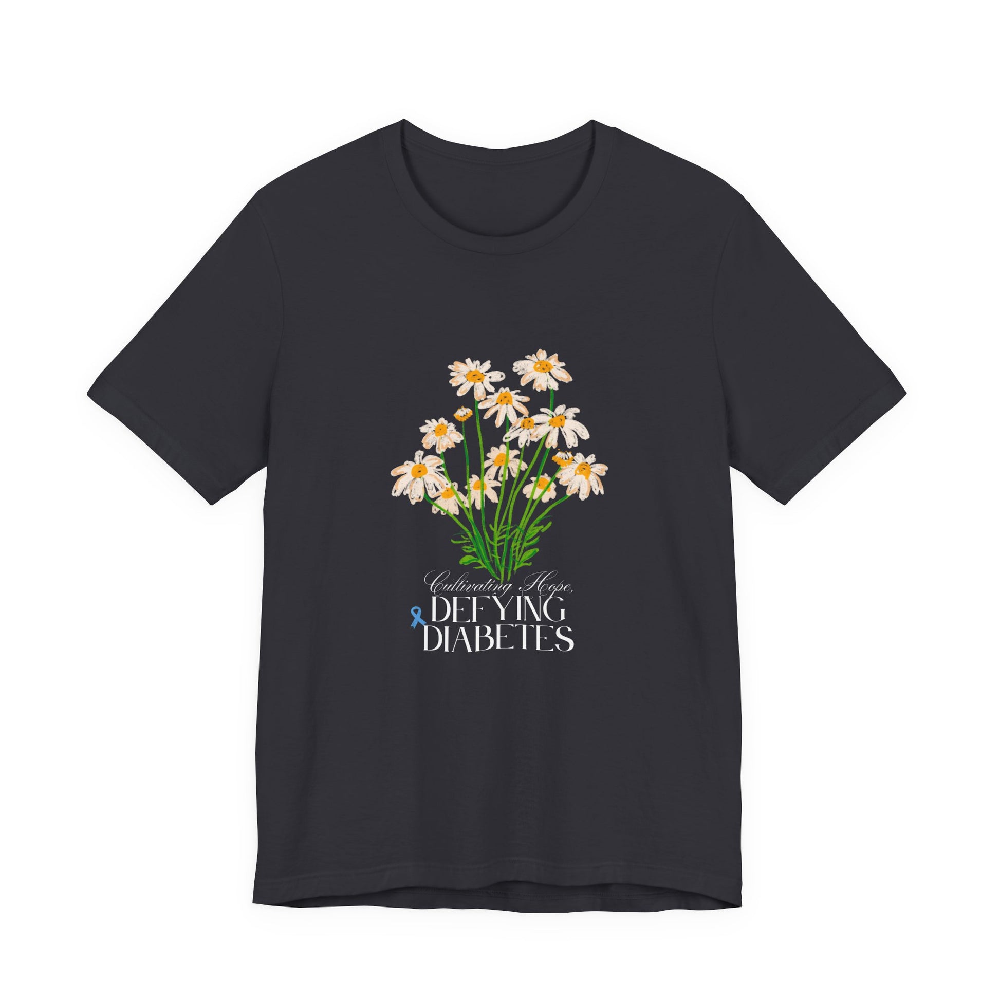 The Diabuddies Store Cultivating Hope, Defying Diabetes - Unisex Tee Cultivating Hope, Defying Diabetes - Unisex Tee: Wear your message of strength! Our "Cultivating Hope, Defying Diabetes" Unisex Tee is more than just a comfortable shirt; it's a powerful