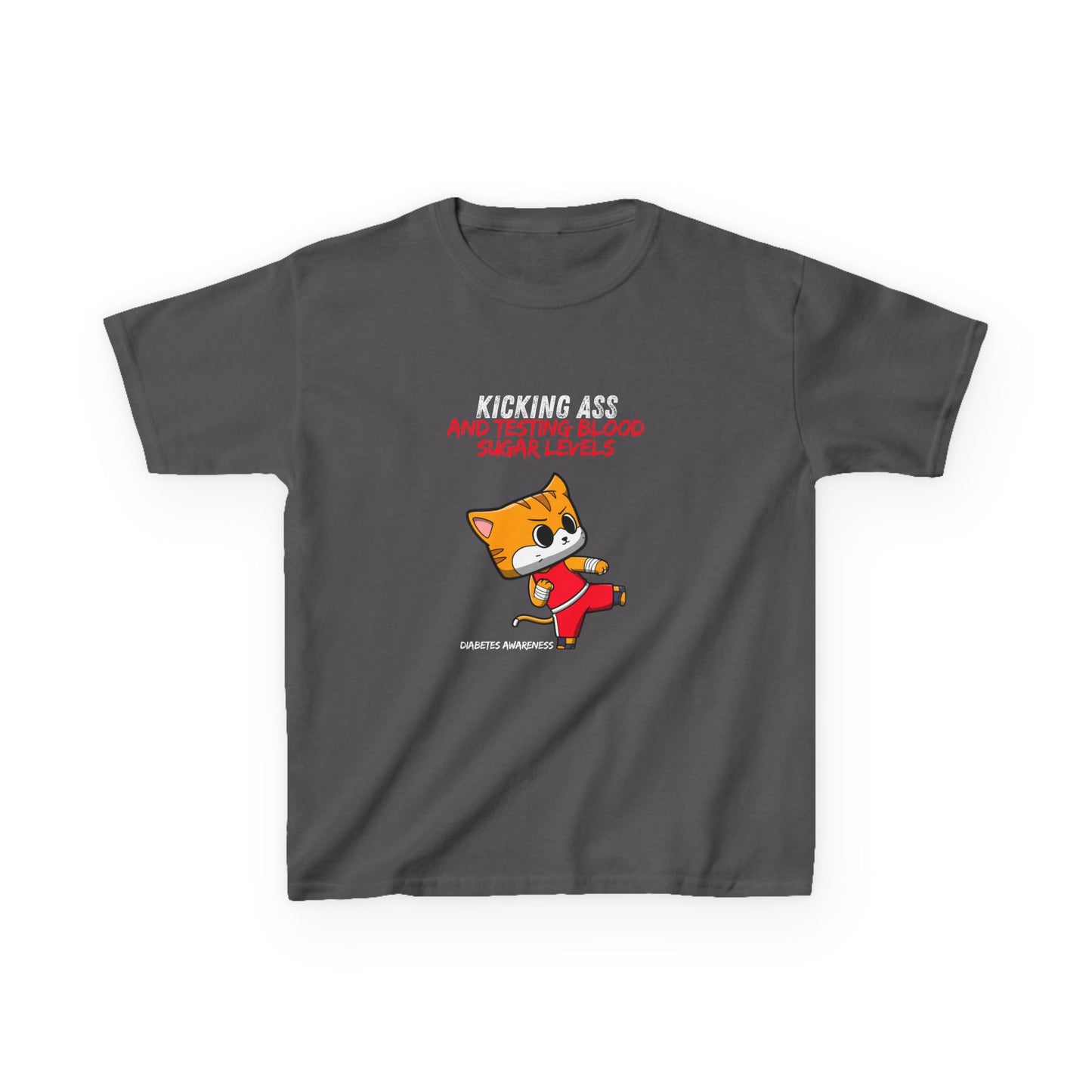 The Diabuddies Store Kickass & testing blood Sugars Levels - Kids Tee Kickass & testing blood Sugars Levels - Kids Tee: Unleash your inner ninja with our "Kickass & Testing Blood Sugars Levels" Kids Tee! Featuring an adorable, stealthy ninja cat, this sup
