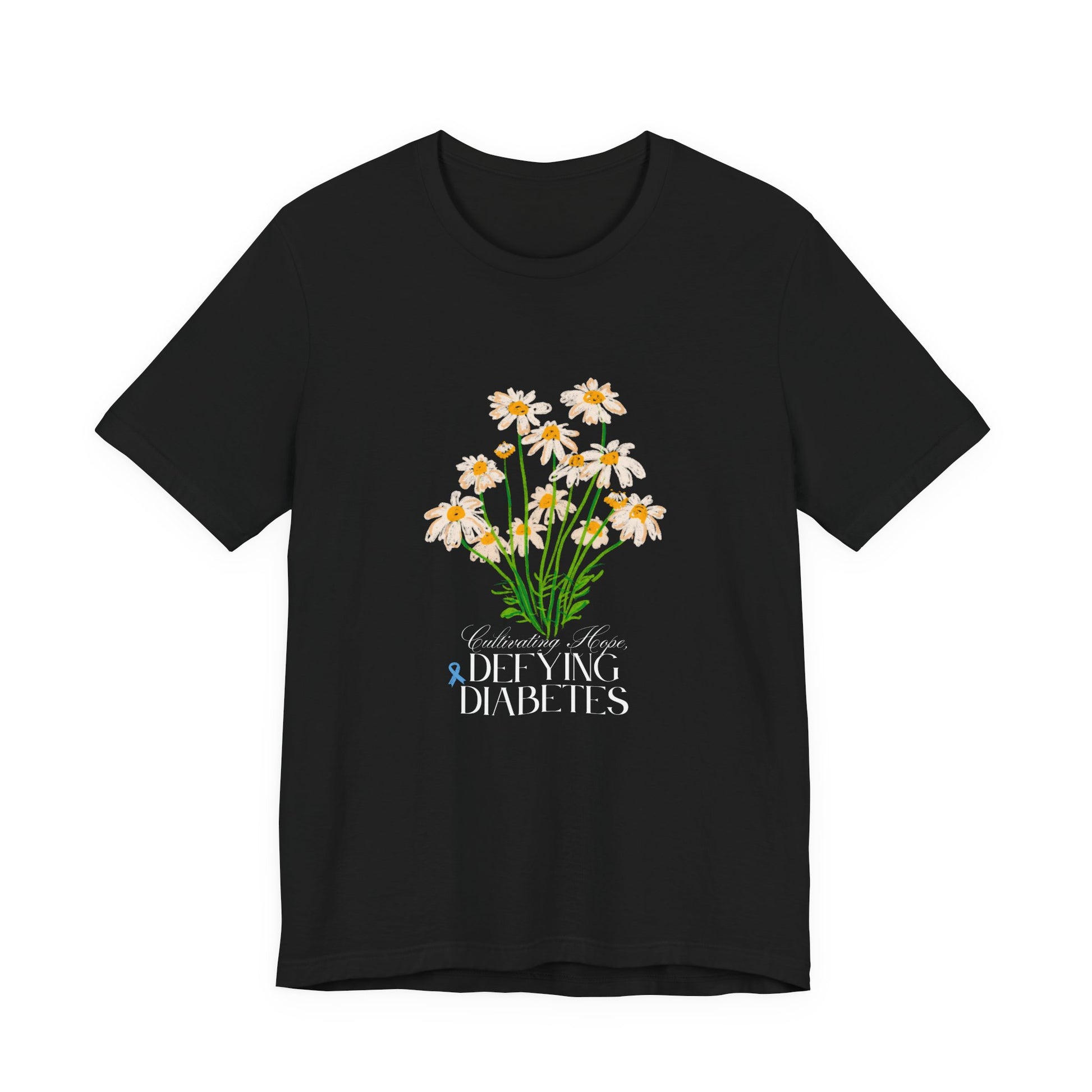 The Diabuddies Store Cultivating Hope, Defying Diabetes - Unisex Tee Cultivating Hope, Defying Diabetes - Unisex Tee: Wear your message of strength! Our "Cultivating Hope, Defying Diabetes" Unisex Tee is more than just a comfortable shirt; it's a powerful